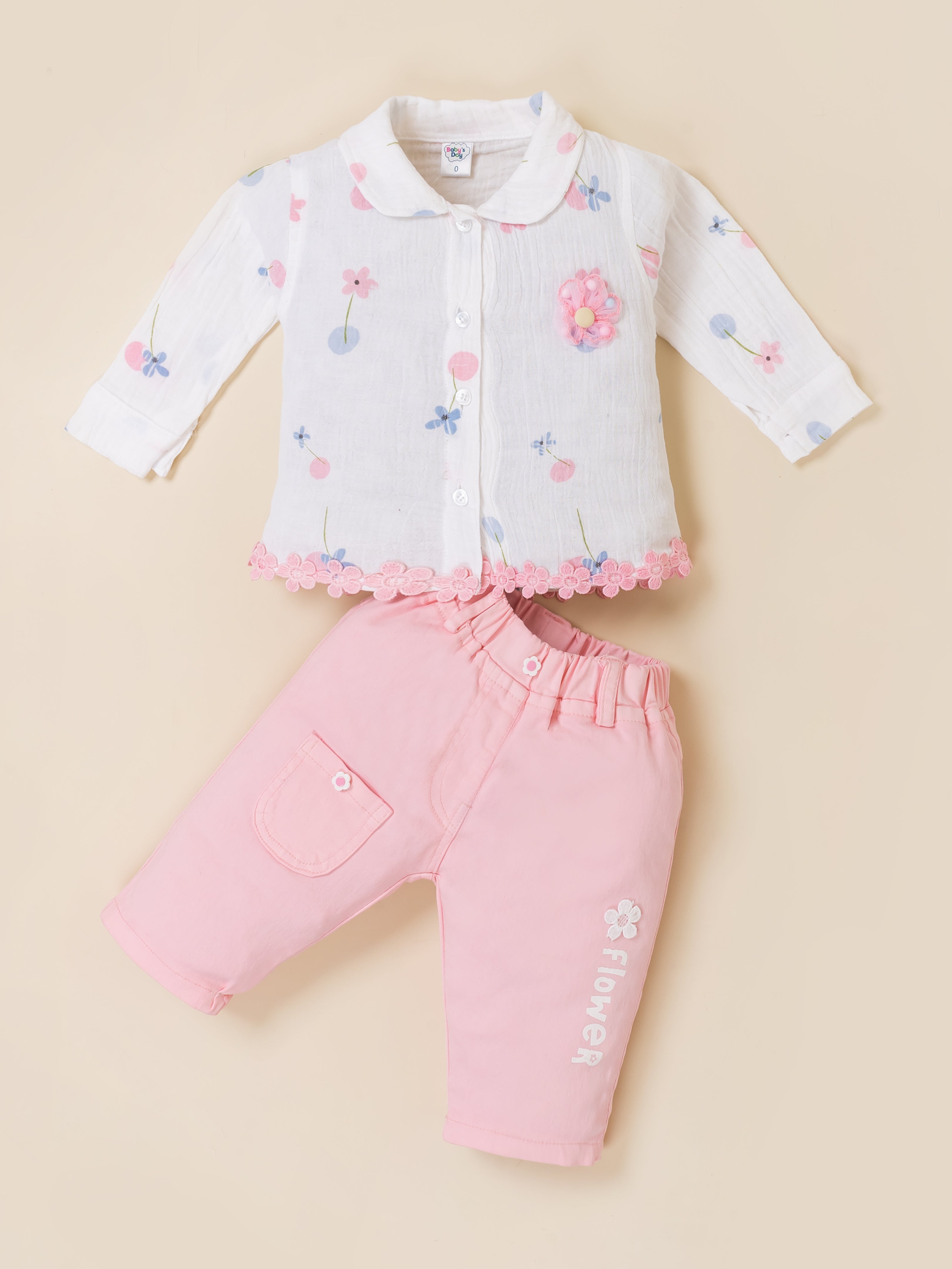 Baby Girl Floral Print Top and Pant Set
