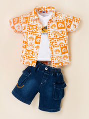 Toddler Boys 3-Pc Tropical Printed Outfit