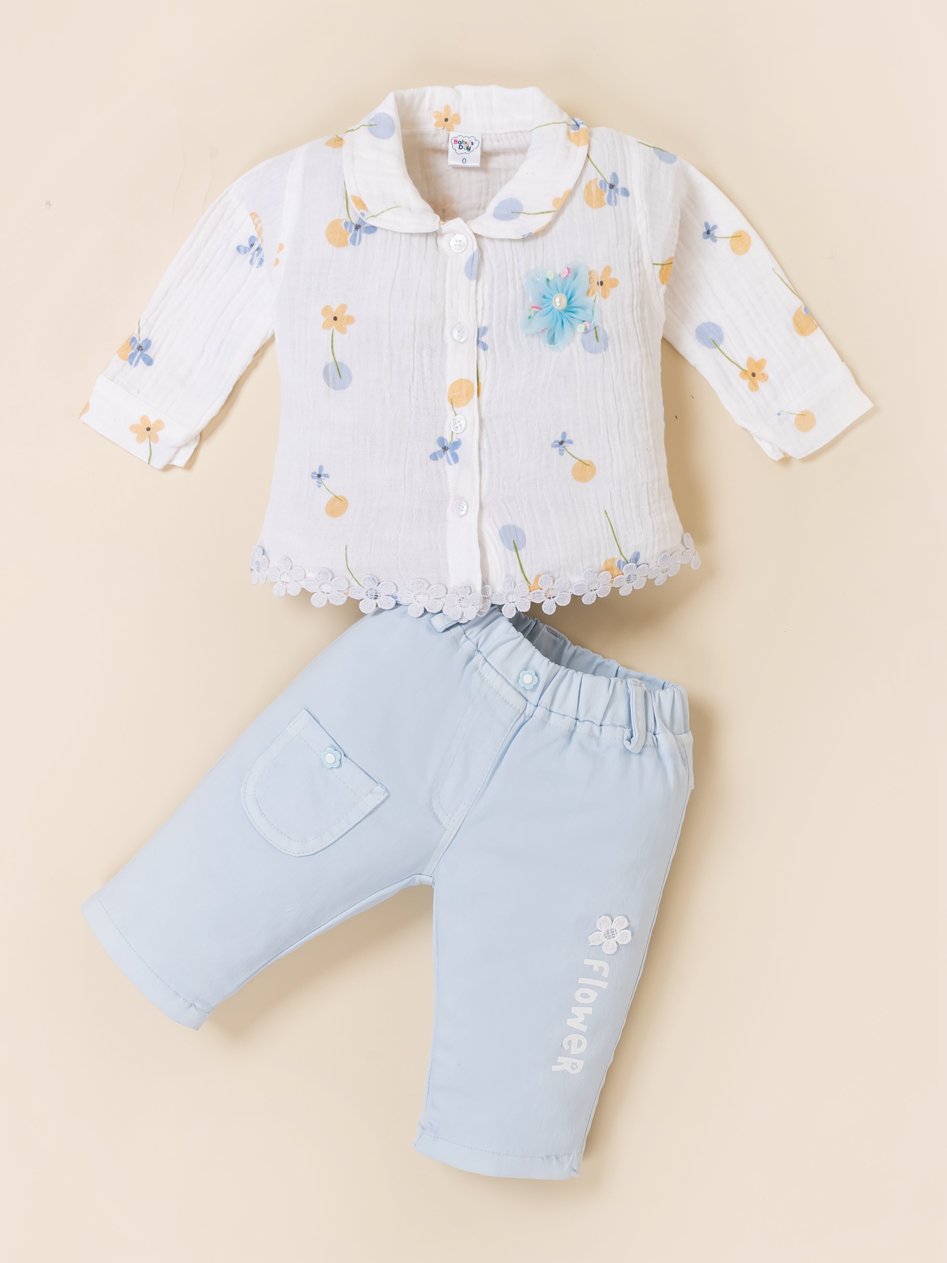 Baby Girl Floral Print Top and Pant Set