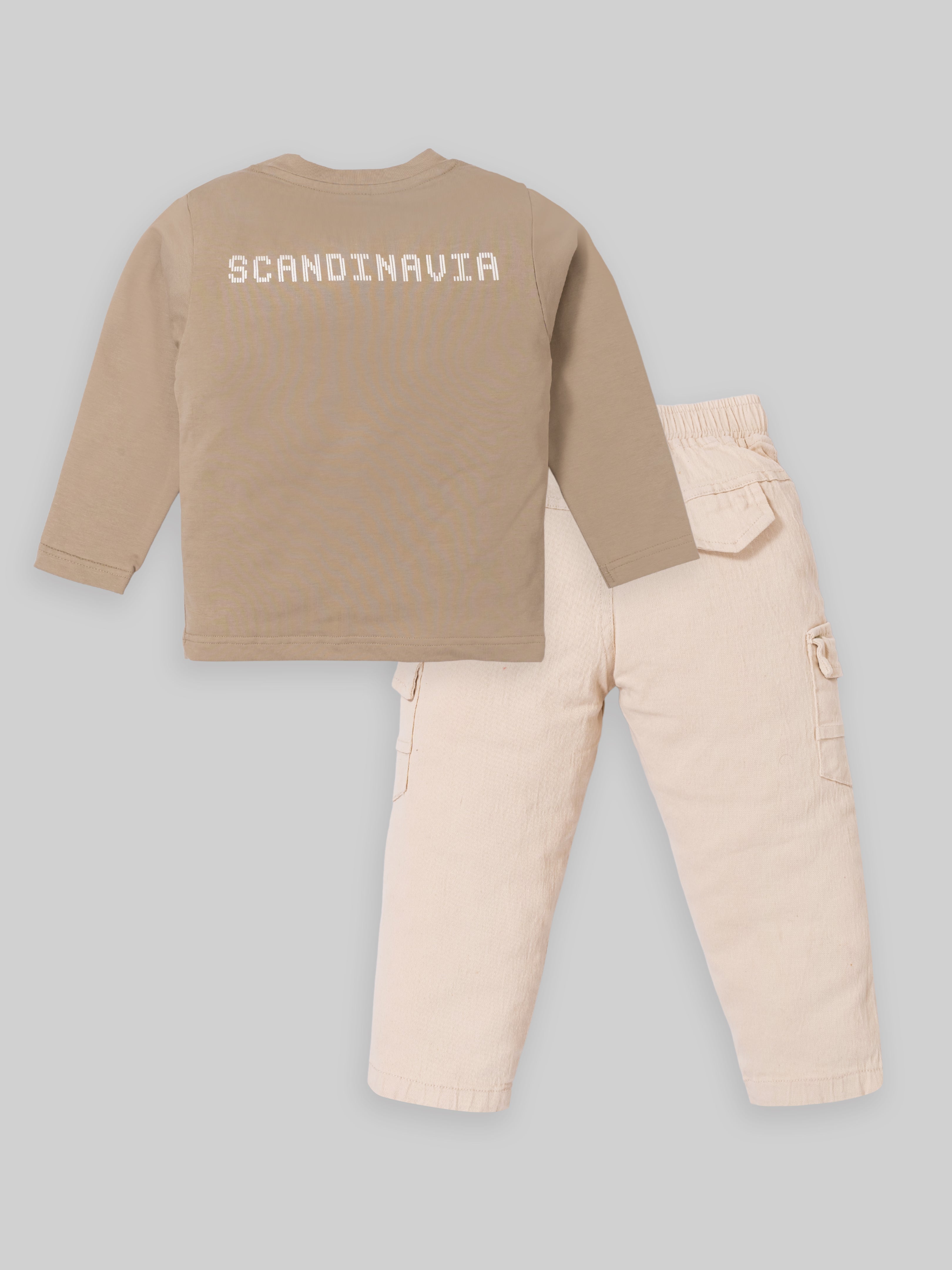 Kids Graphic Sweatshirt & Cargo Pants Set | Sand & Rust