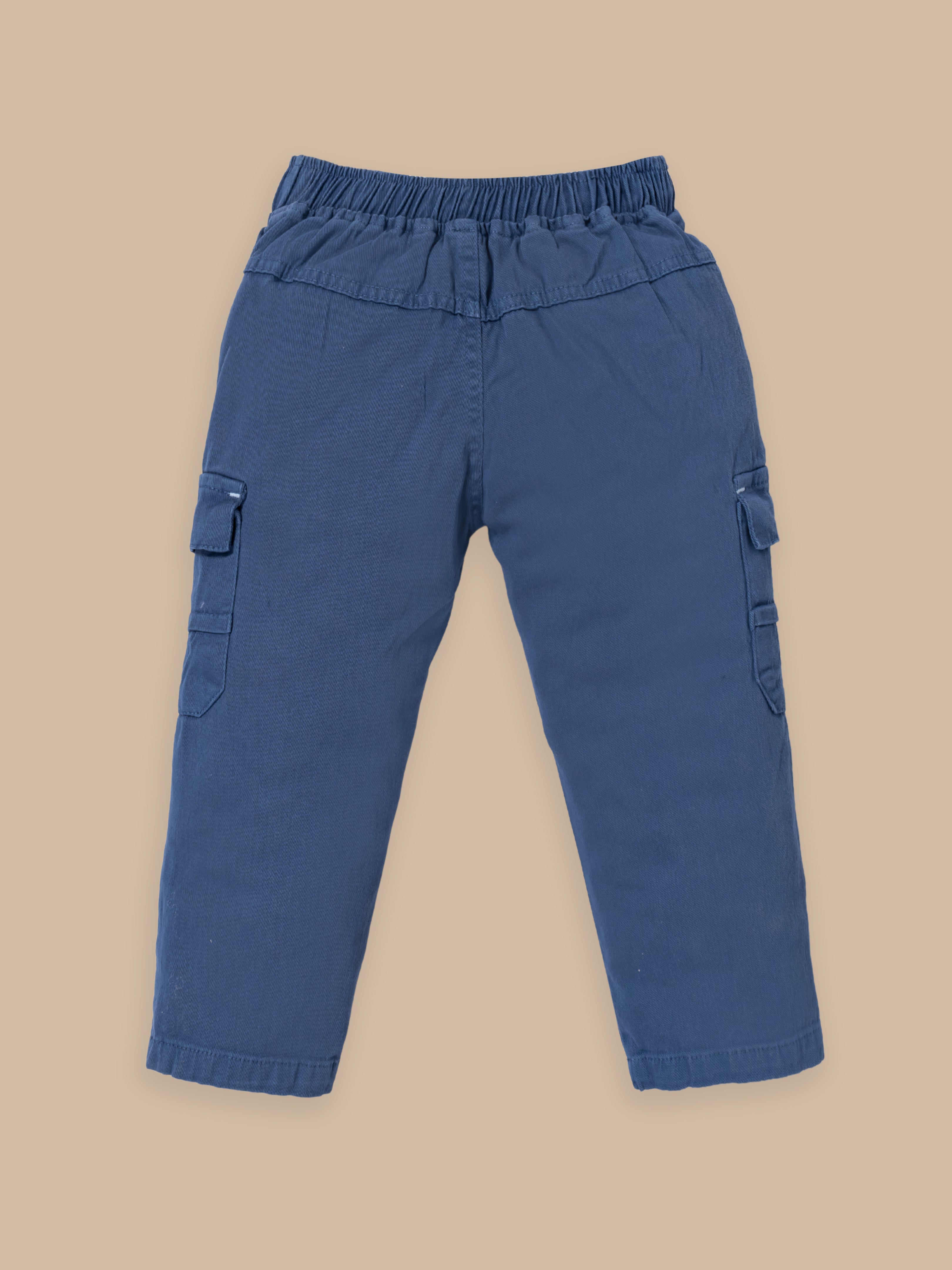 Boys Winter Outfit Set – Warm Sweatshirt & Thick Cargo Pants | Blue & Orange