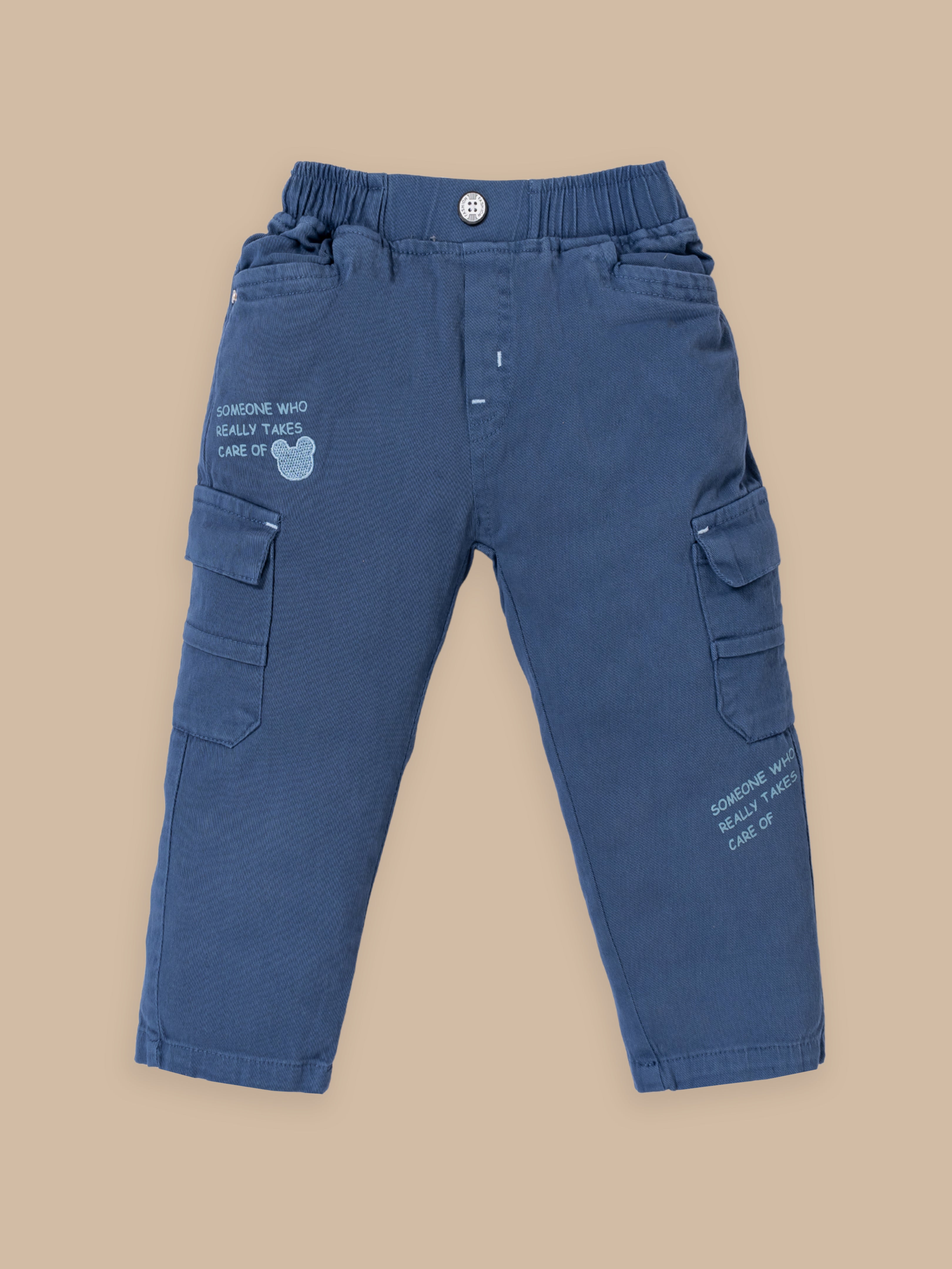 Boys Winter Outfit Set – Warm Sweatshirt & Thick Cargo Pants | Blue & Orange