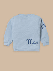 Boys Winter Outfit Set – Warm Sweatshirt & Thick Cargo Pants | Blue & Orange