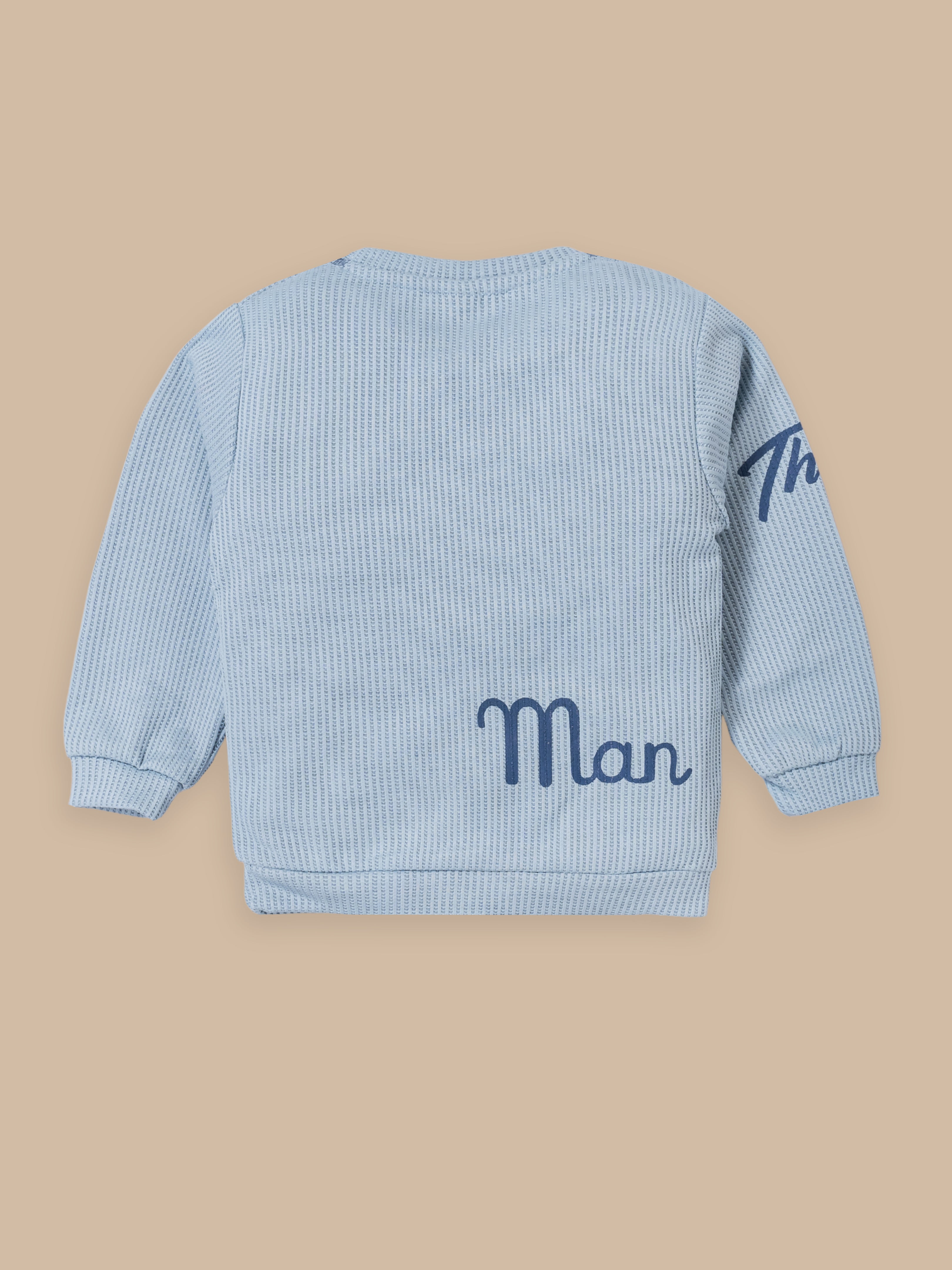 Boys Winter Outfit Set – Warm Sweatshirt & Thick Cargo Pants | Blue & Orange