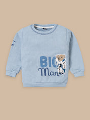 Boys Winter Outfit Set – Warm Sweatshirt & Thick Cargo Pants | Blue & Orange