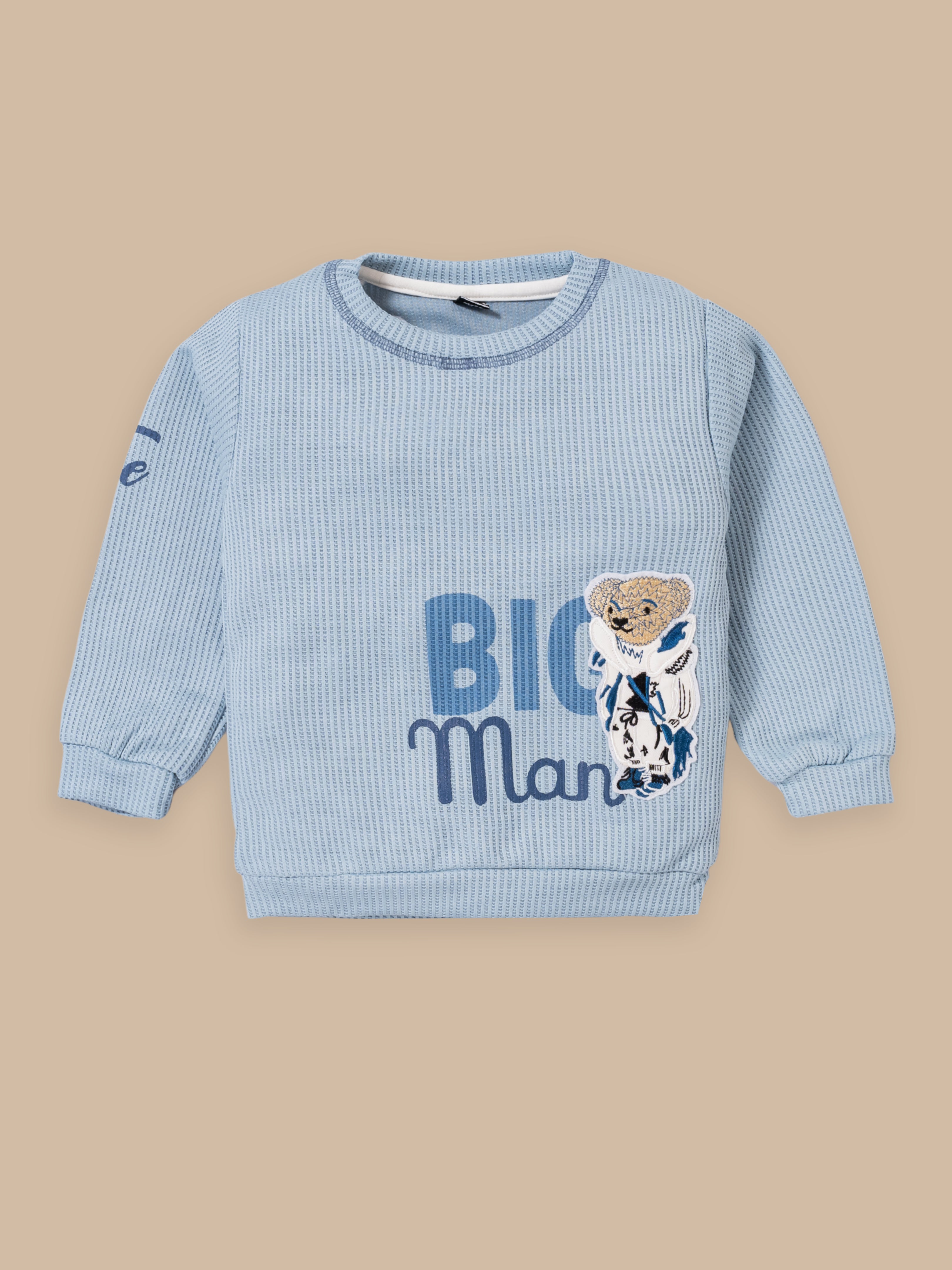 Boys Winter Outfit Set – Warm Sweatshirt & Thick Cargo Pants | Blue & Orange