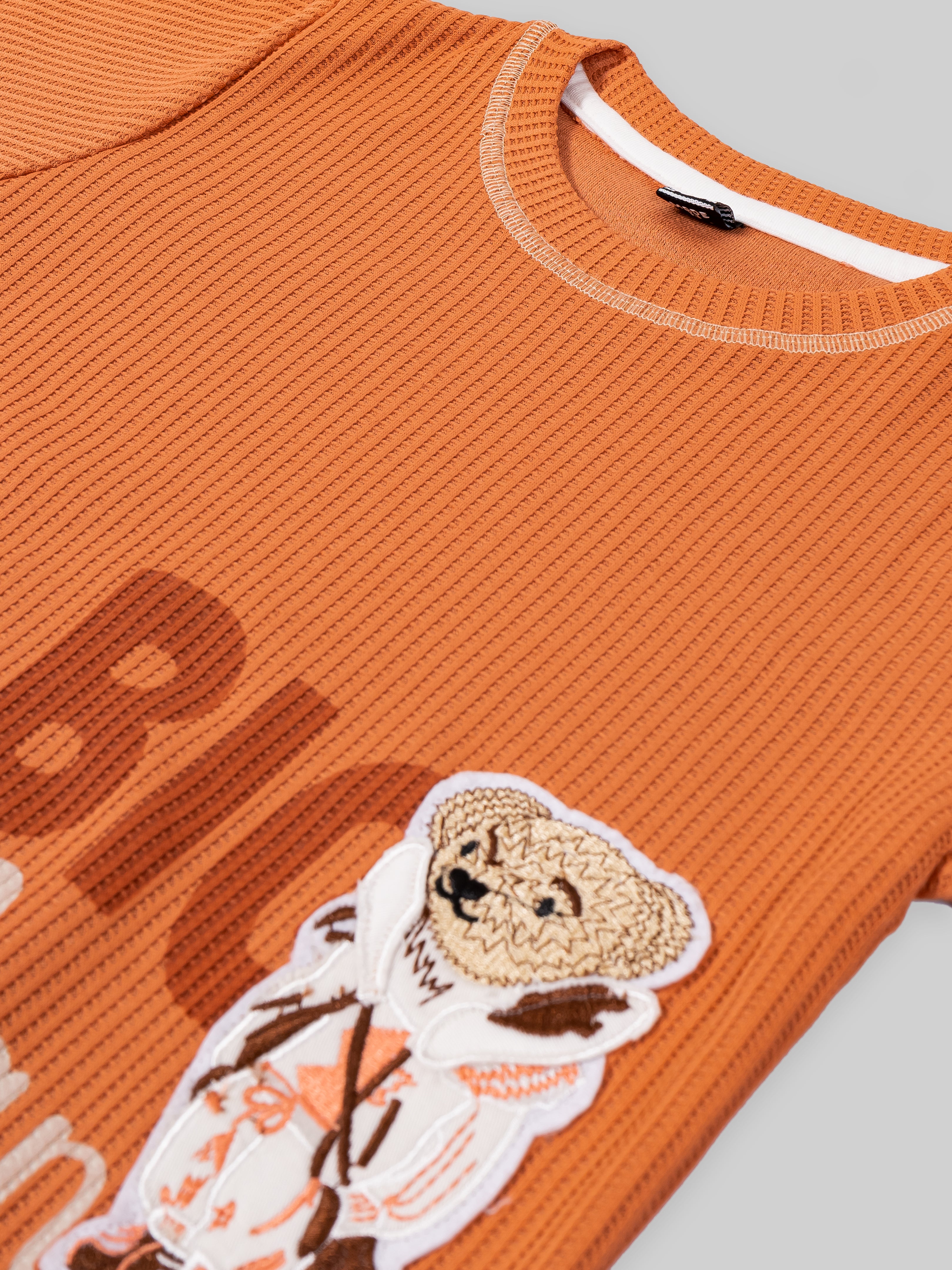 Boys Winter Outfit Set – Warm Sweatshirt & Thick Cargo Pants | Blue & Orange