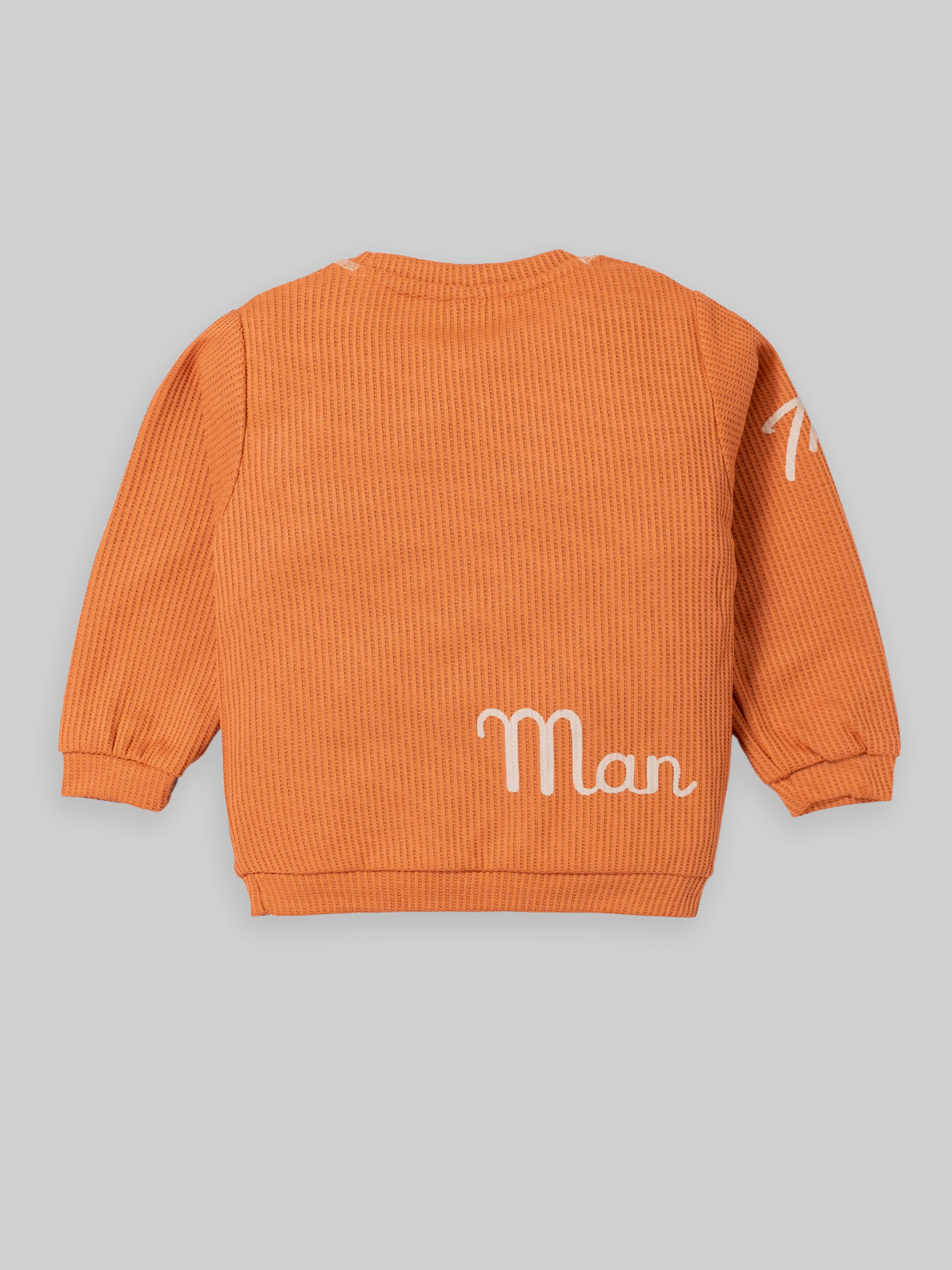 Boys Winter Outfit Set – Warm Sweatshirt & Thick Cargo Pants | Blue & Orange