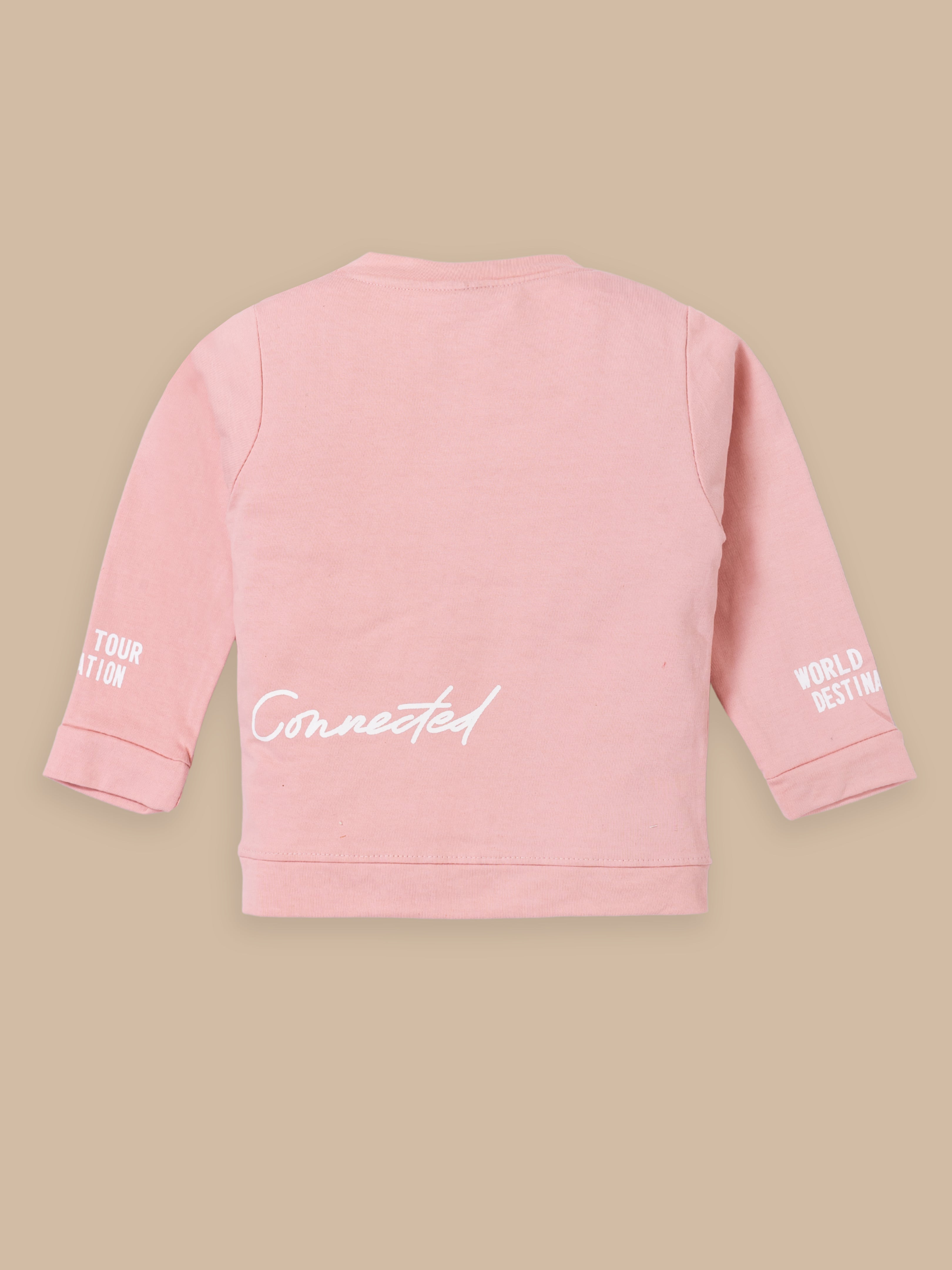 Boys Winter Outfit Set – Warm Sweatshirt & Pant | Black & Pink & Mint