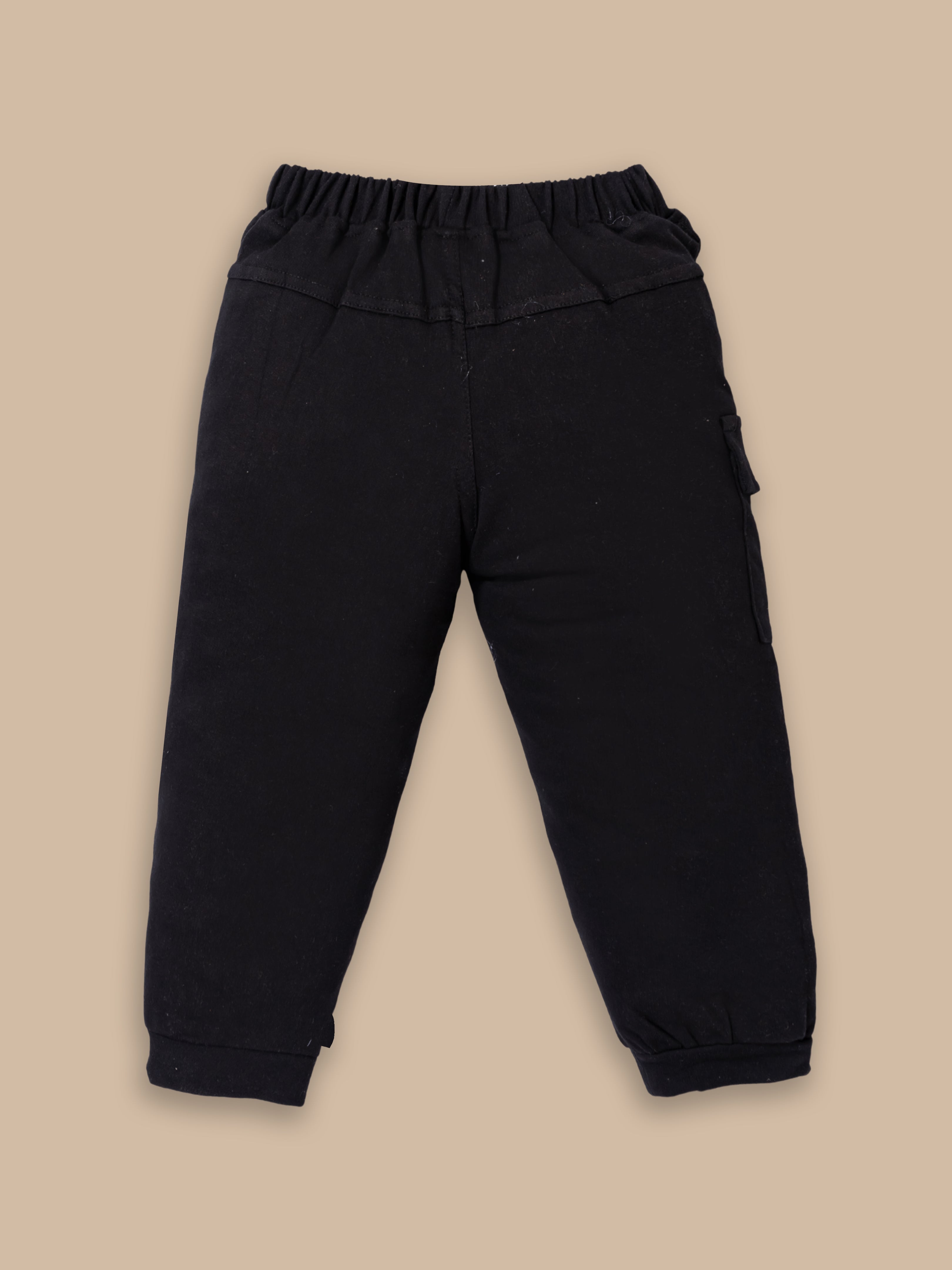 Boys Winter Outfit Set – Warm Sweatshirt & Pant | Black & Pink & Mint