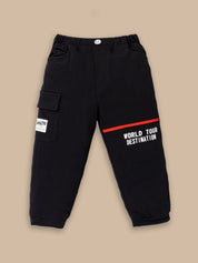 Boys Winter Outfit Set – Warm Sweatshirt & Pant | Black & Pink & Mint