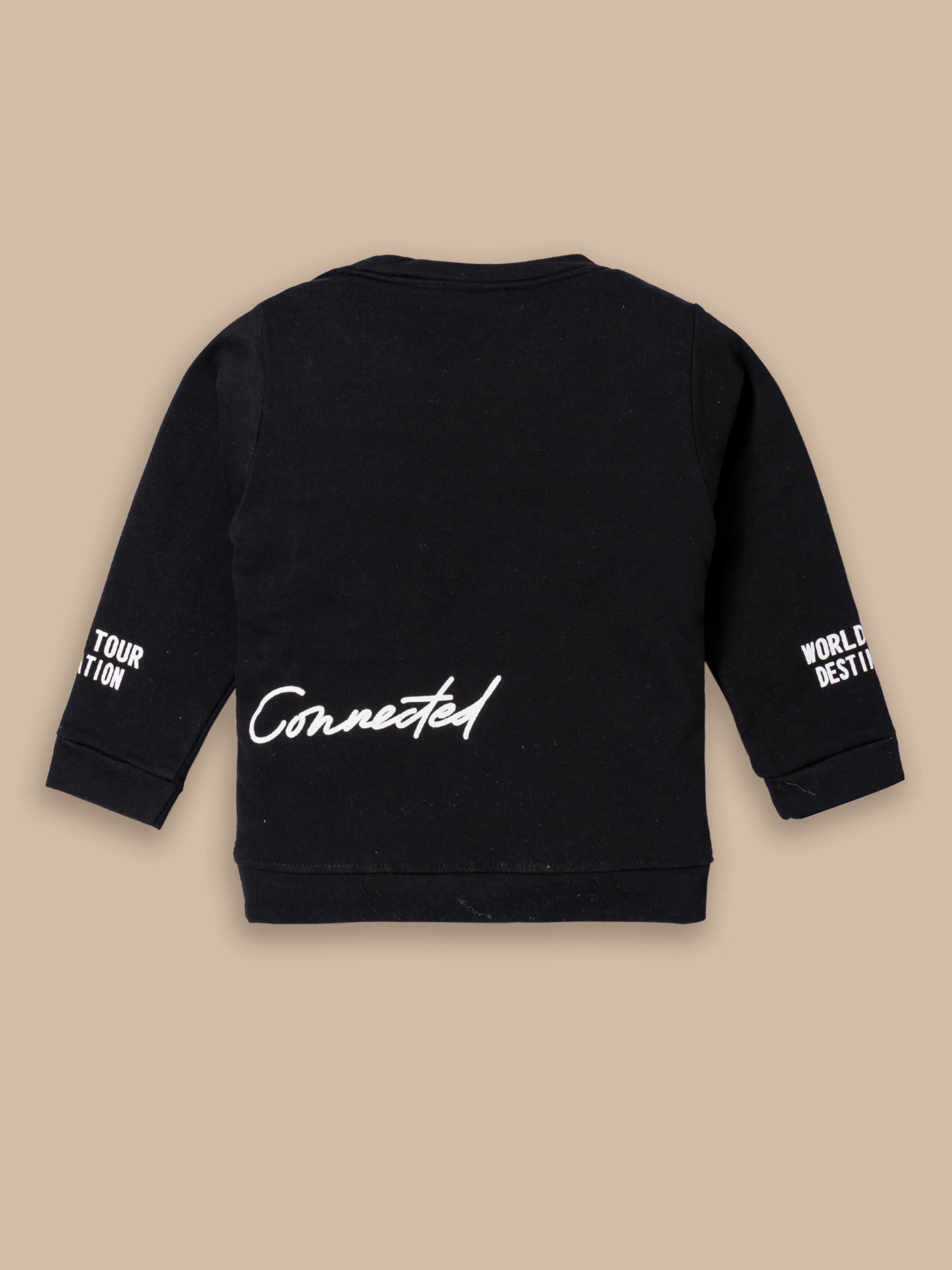 Boys Winter Outfit Set – Warm Sweatshirt & Pant | Black & Pink & Mint