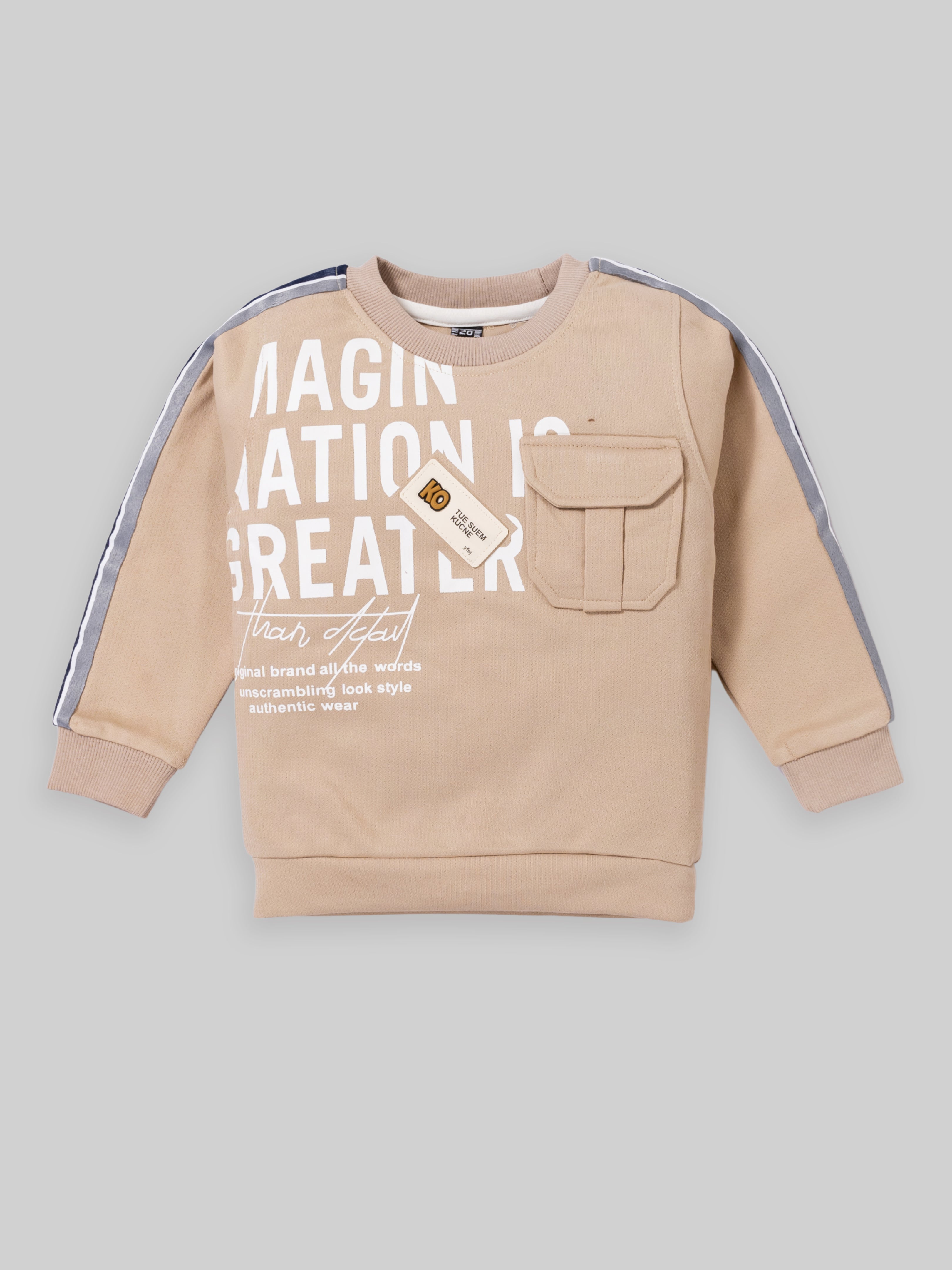 Boy's Cotton Co-Ord Set for Boys | Beige & Green