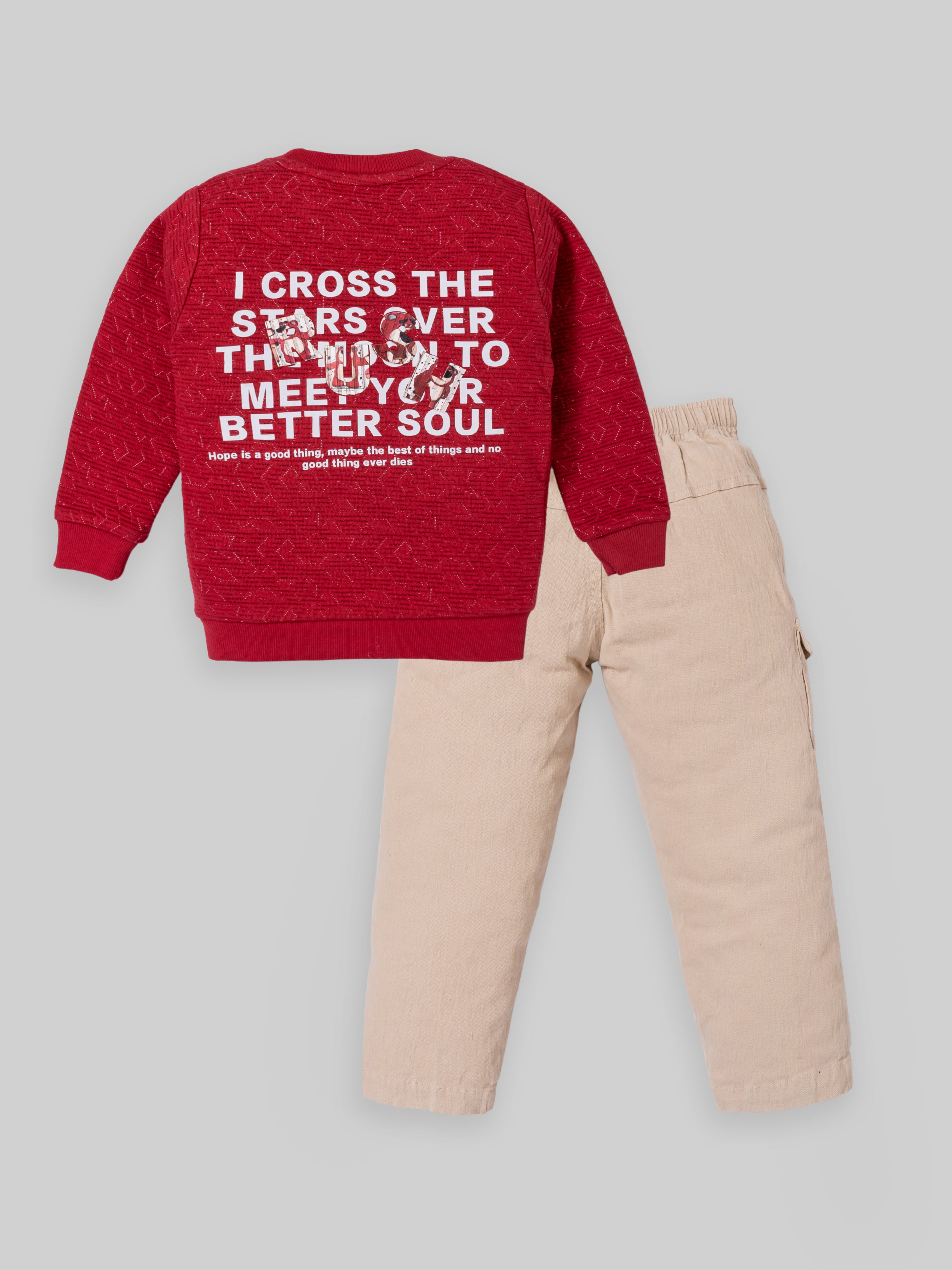 Boys Winter Sweatshirt & Full Pant Set | Navy & Red
