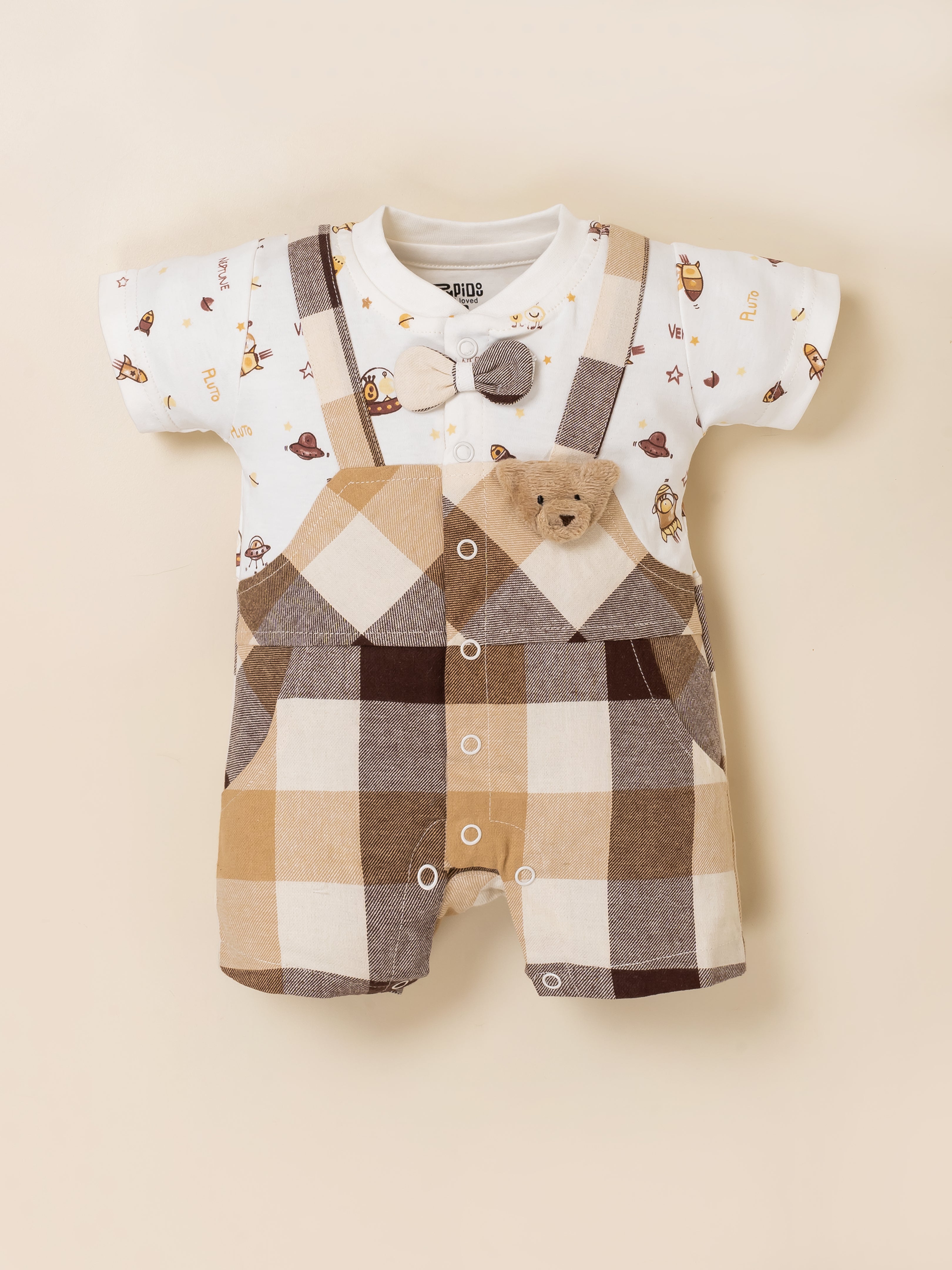 Baby Boy's Plaid Romper & Bow Tie Set