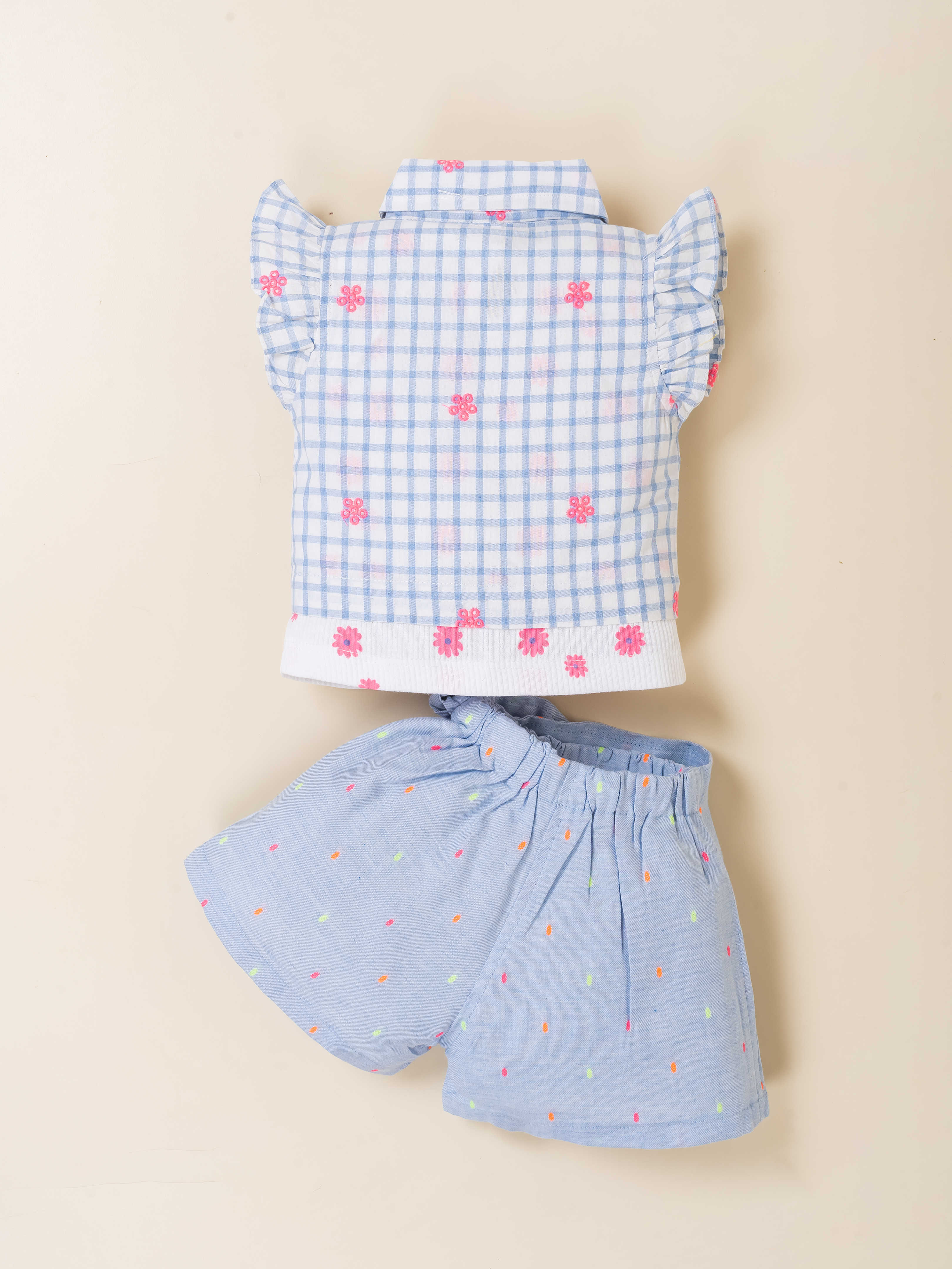 Toddler Girl Top and Skirt Embroidered Check Set