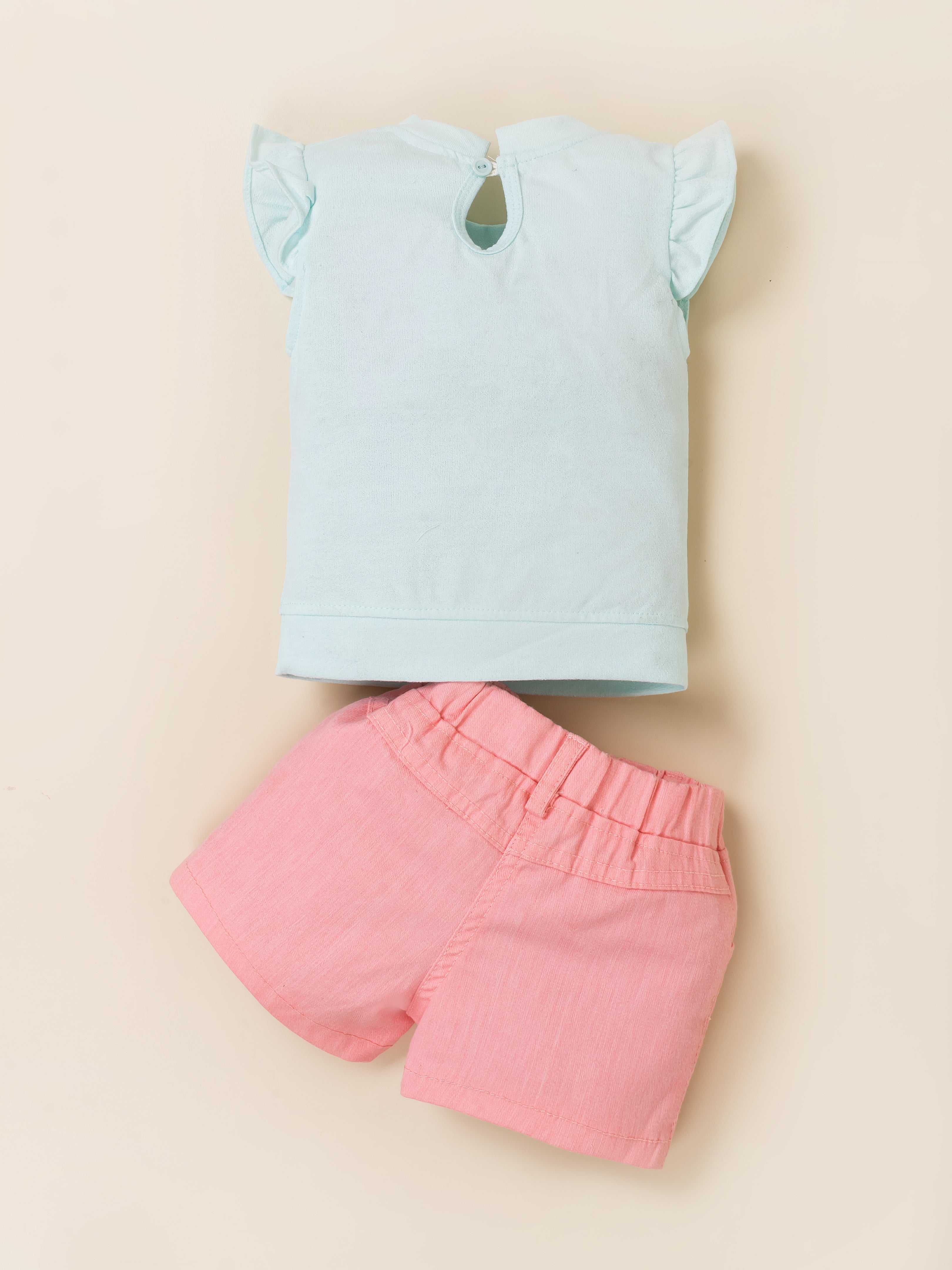 Floral Applique Top & Shorts Set for Girls