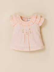 Toddler Girls Embroidered Ruffle Top and Shorts