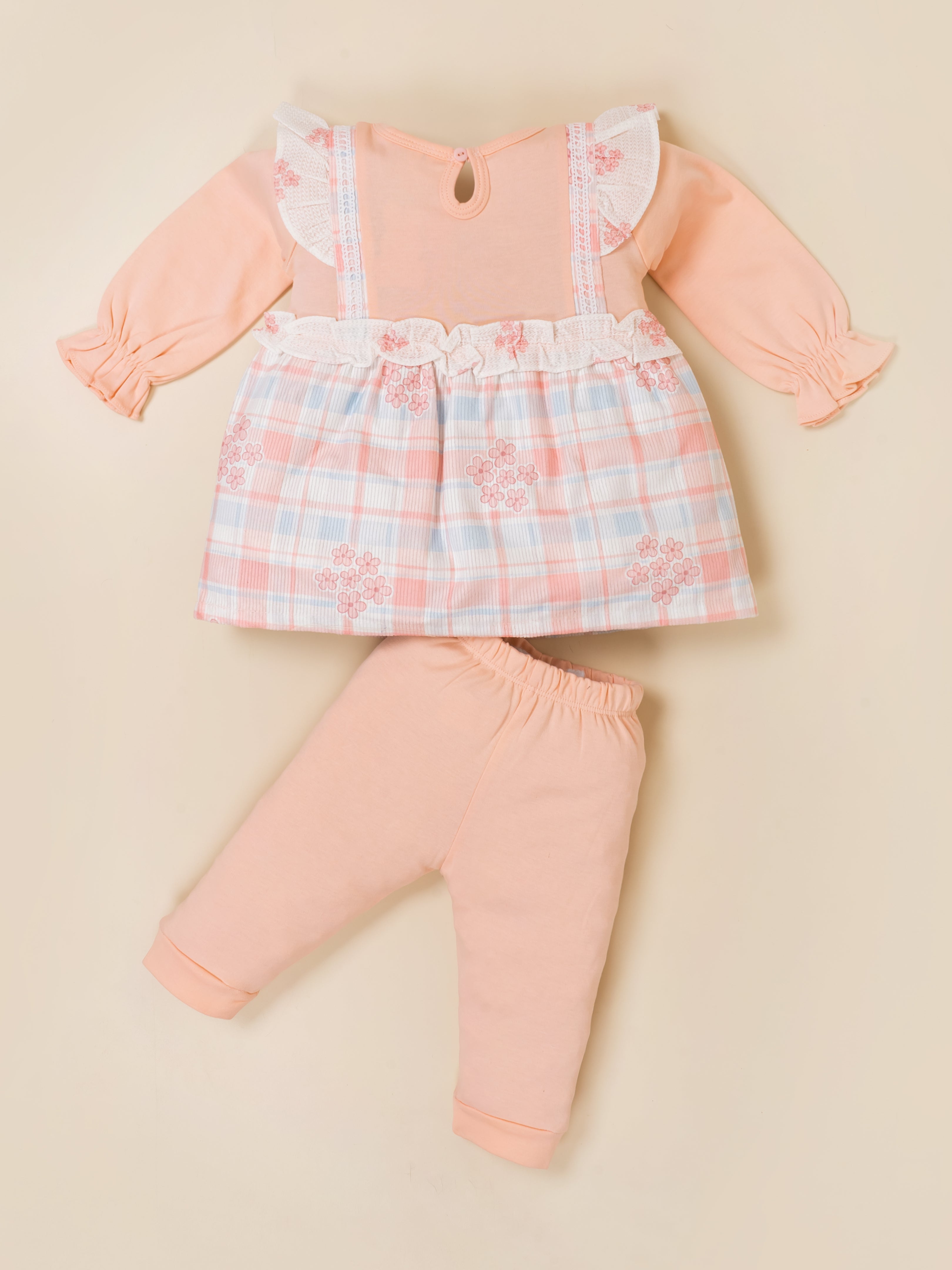 Baby Girls Plaid Frock Top with Leggings Set