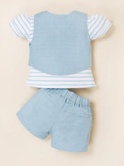 Keti Mini Girls Top, Shorts & Shrug Clothing Set