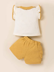 Baby Girl Flutter Sleeve Top & Shorts Summer Clothing Set
