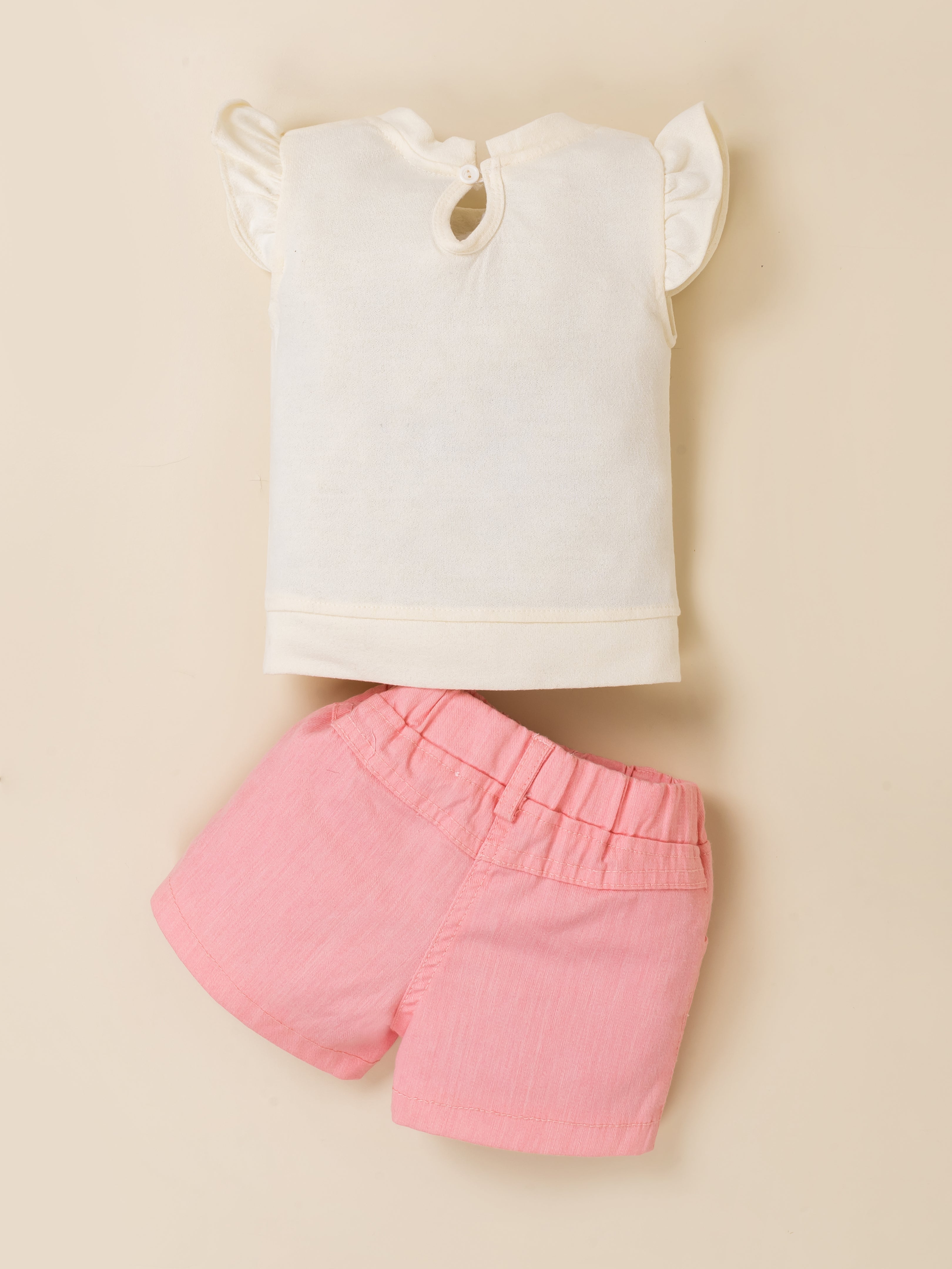 Floral Applique Top & Shorts Set for Girls
