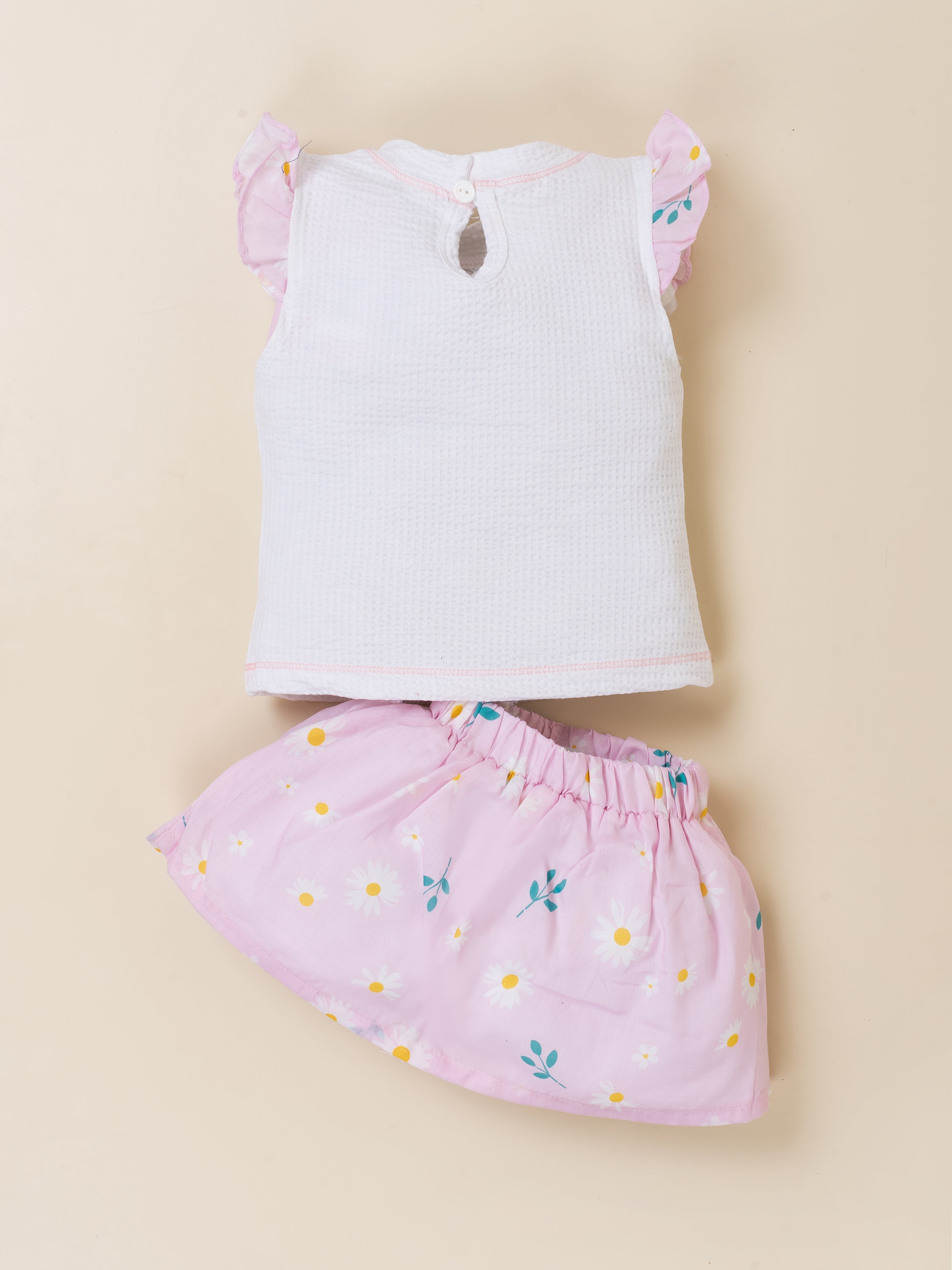 Toddler Girls Printed Skirt with Applique Top Set