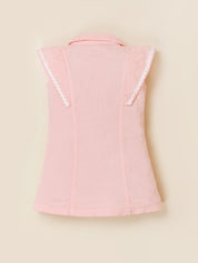 Girls Pink Embroidered Sleeveless Dress