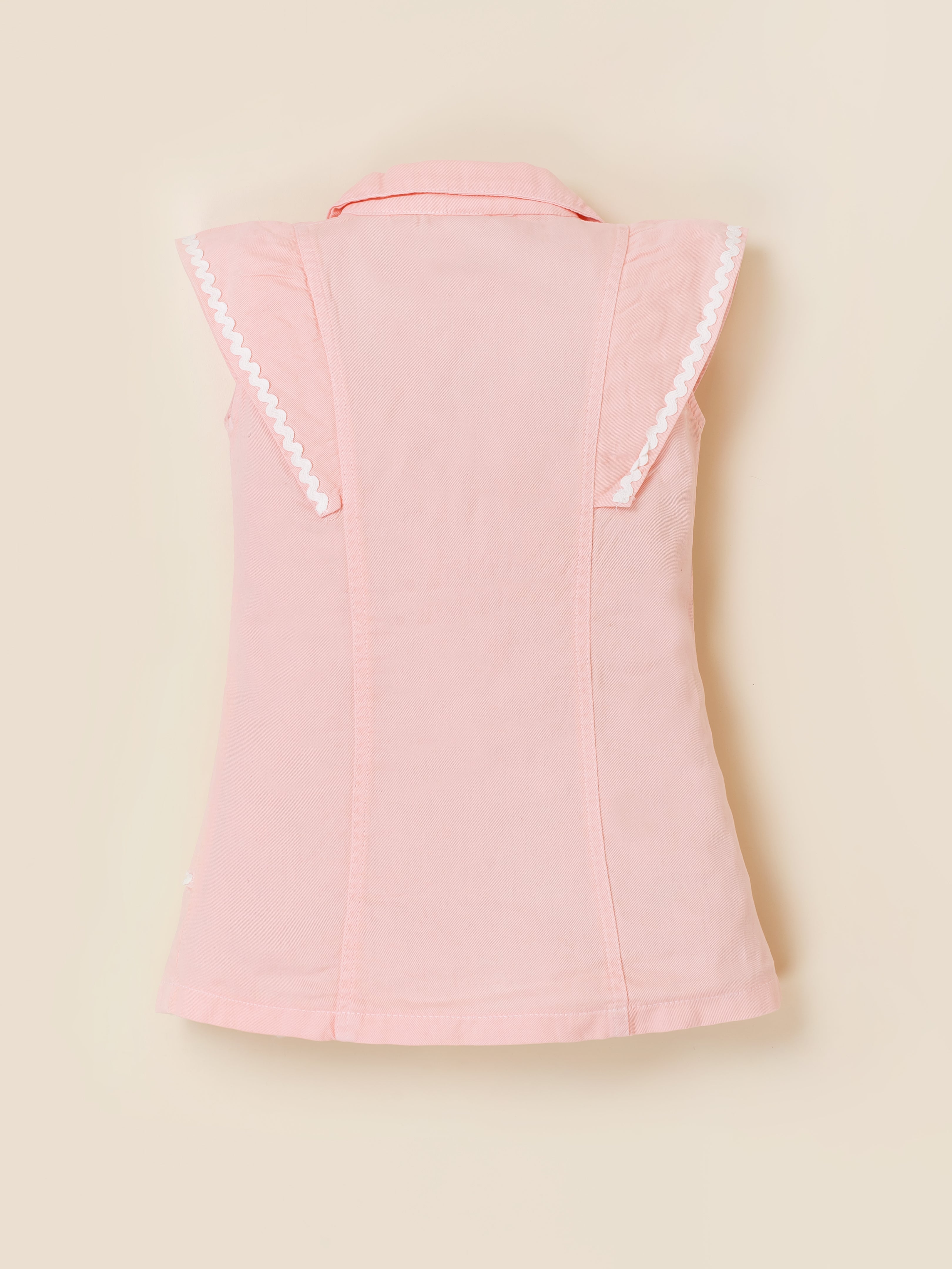 Girls Pink Embroidered Sleeveless Dress