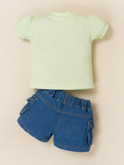 Baby Girls Top with Denim Shorts