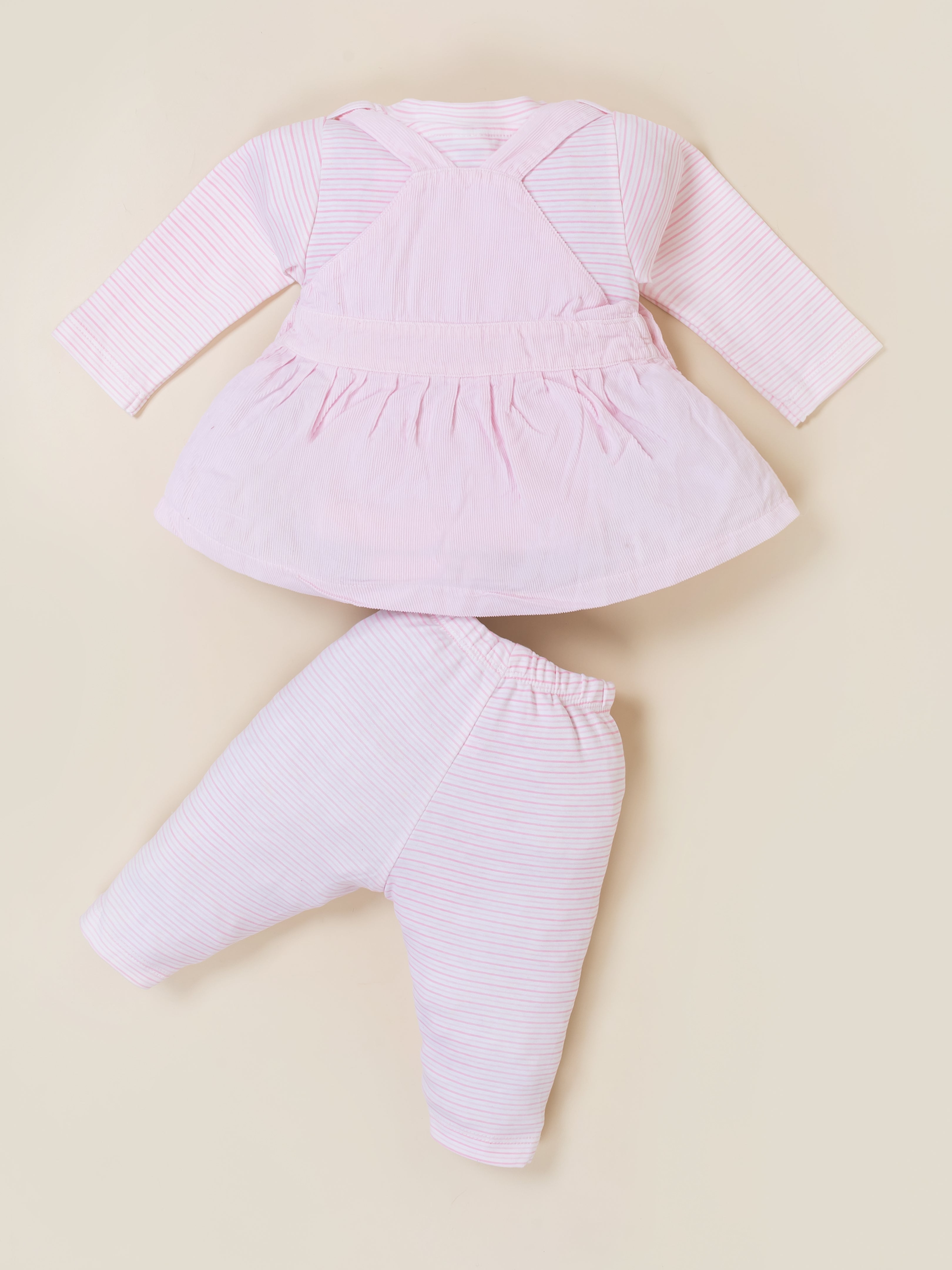 Baby Girls Dungaree Dress with Leggings Set