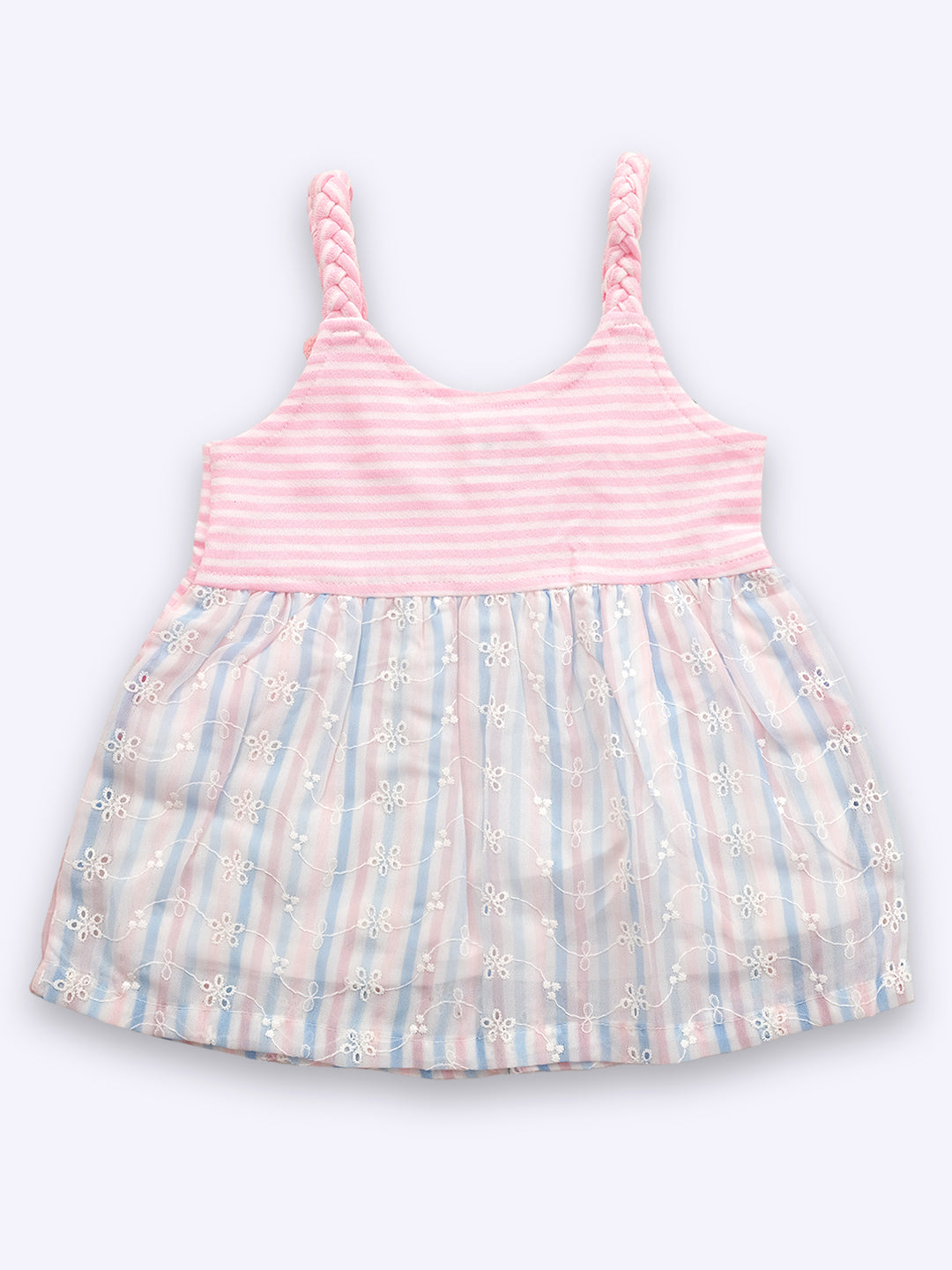 KIKO Pure Cotton Round Neck Fit & Flare Dress