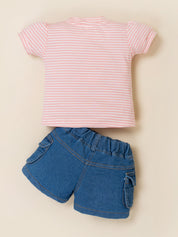 Baby Girls Top with Denim Shorts