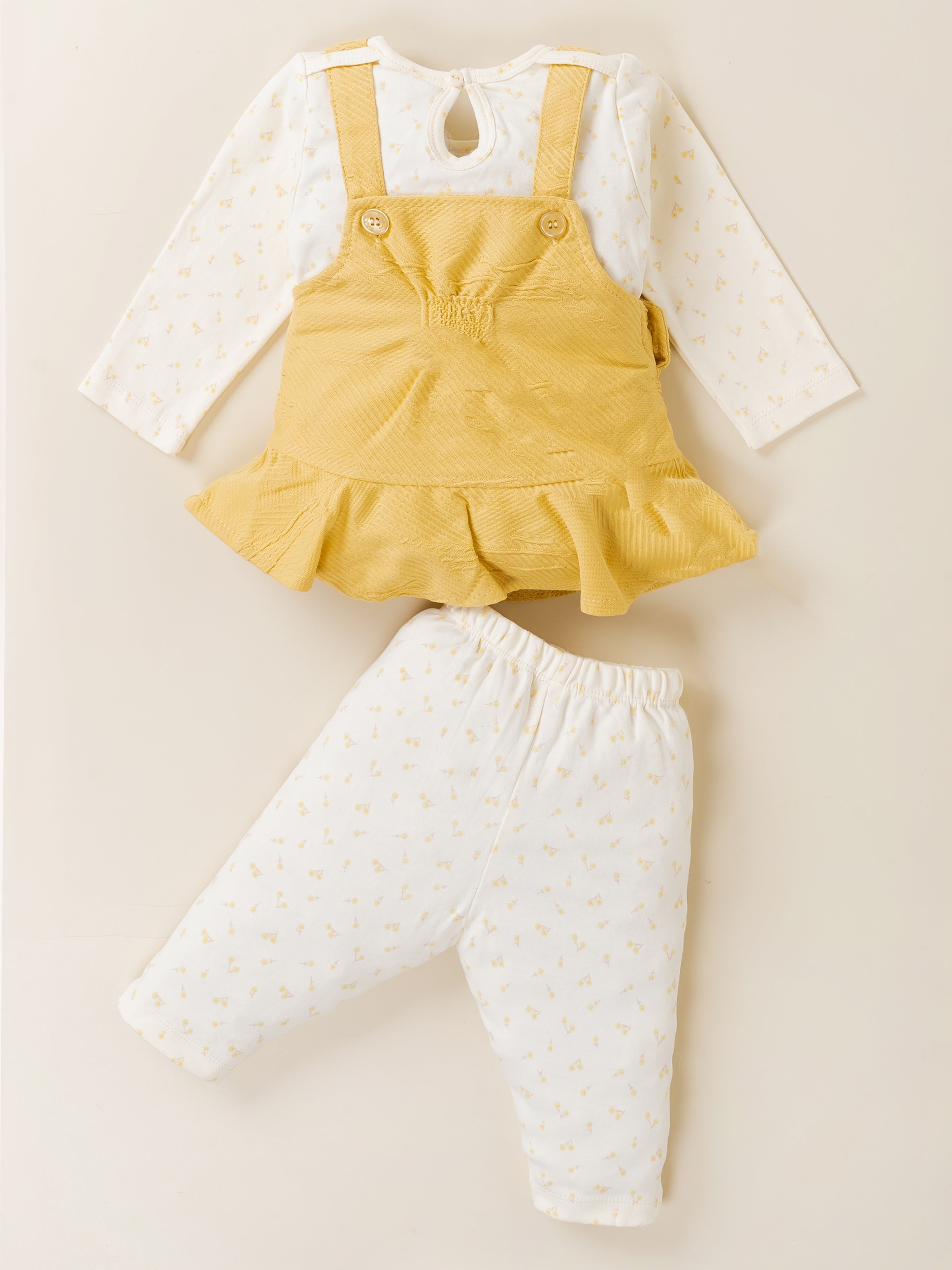 Dungaree with Printed Top & Pants Set