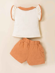 Baby Girl Flutter Sleeve Top & Shorts Summer Clothing Set