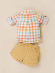 Girls' Shirt with inner and Cotton Shorts Set