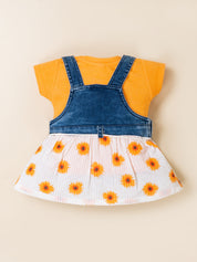 Baby Girl Top & Denim Dungaree Dress Set