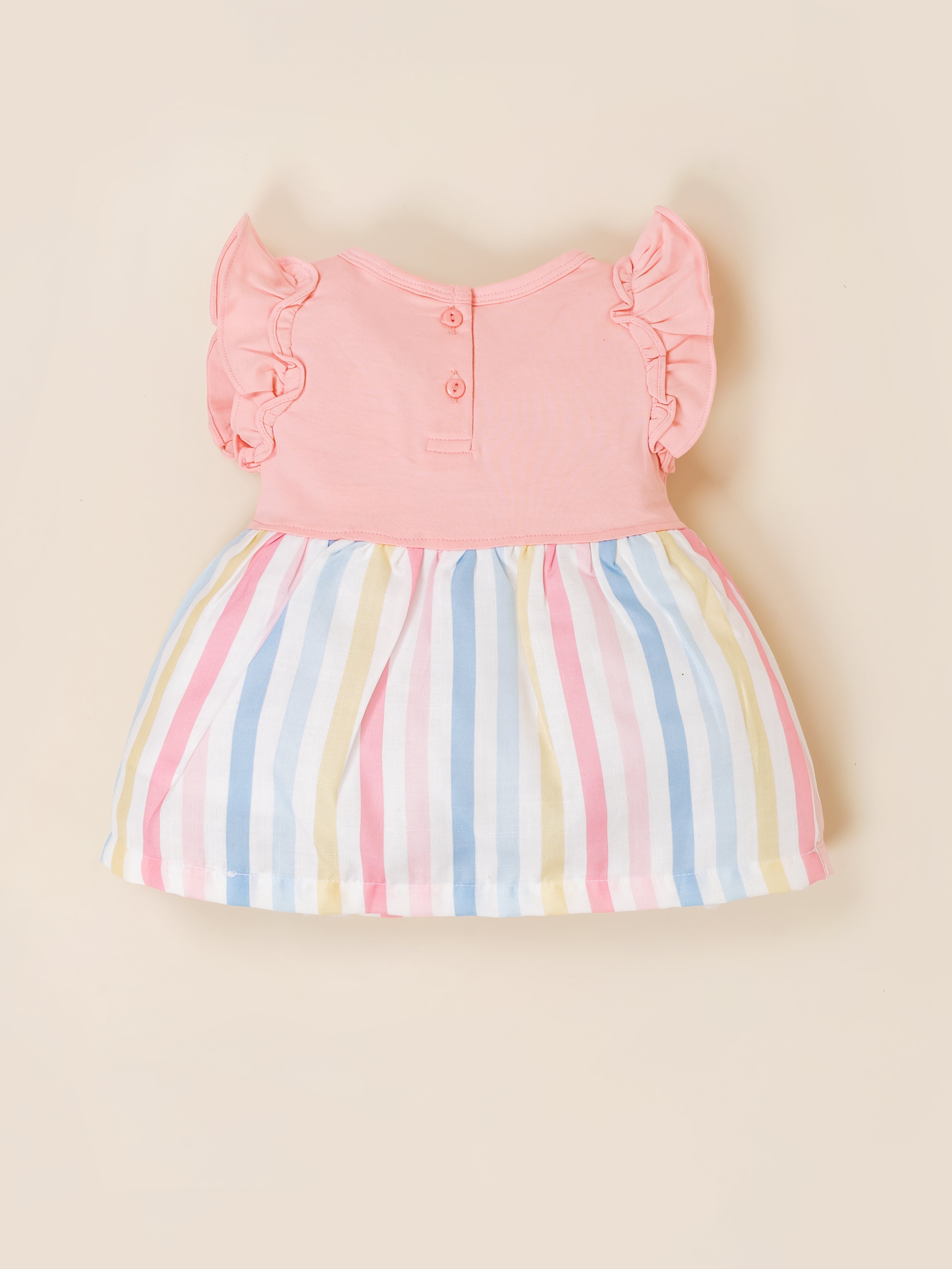 Infant Rainbow Striped Casual Frock with Panty Set