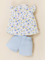 Baby Girls Collar Top and Shorts Clothing Set
