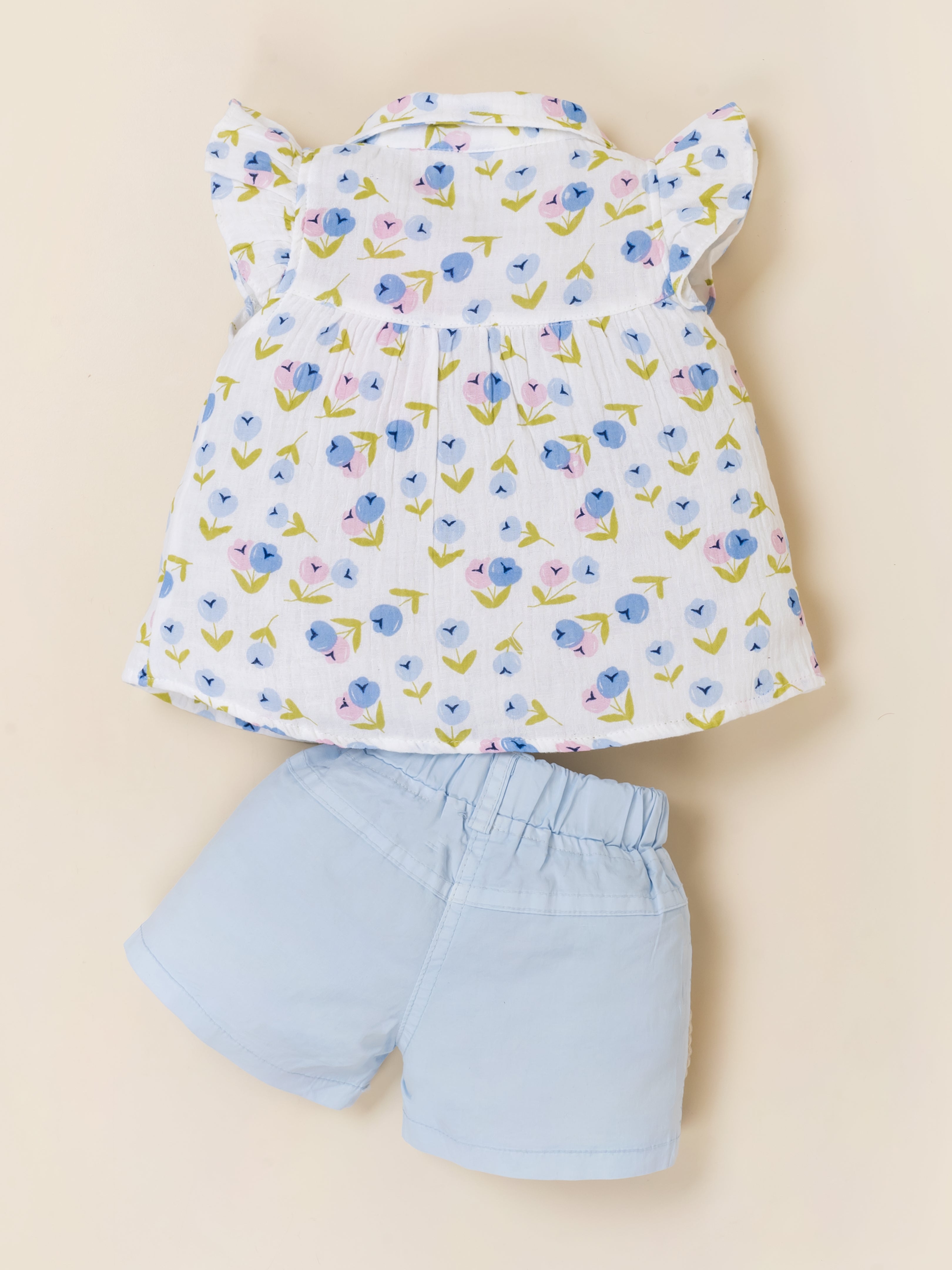 Baby Girls Collar Top and Shorts Clothing Set