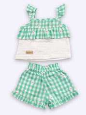 Pure Cotton Top with Printed Shorts