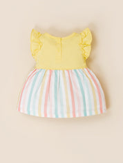 Infant Rainbow Striped Casual Frock with Panty Set