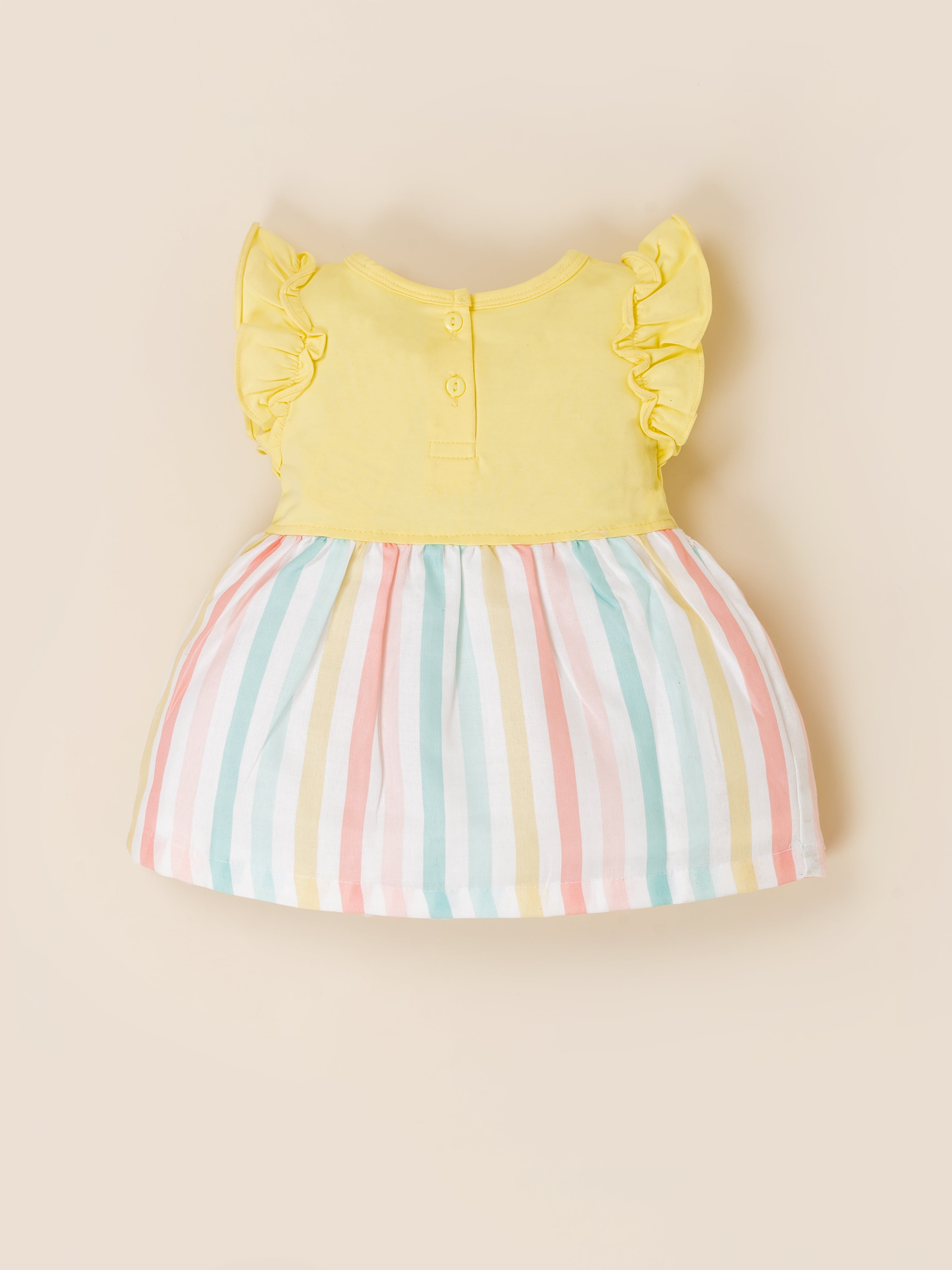 Infant Rainbow Striped Casual Frock with Panty Set