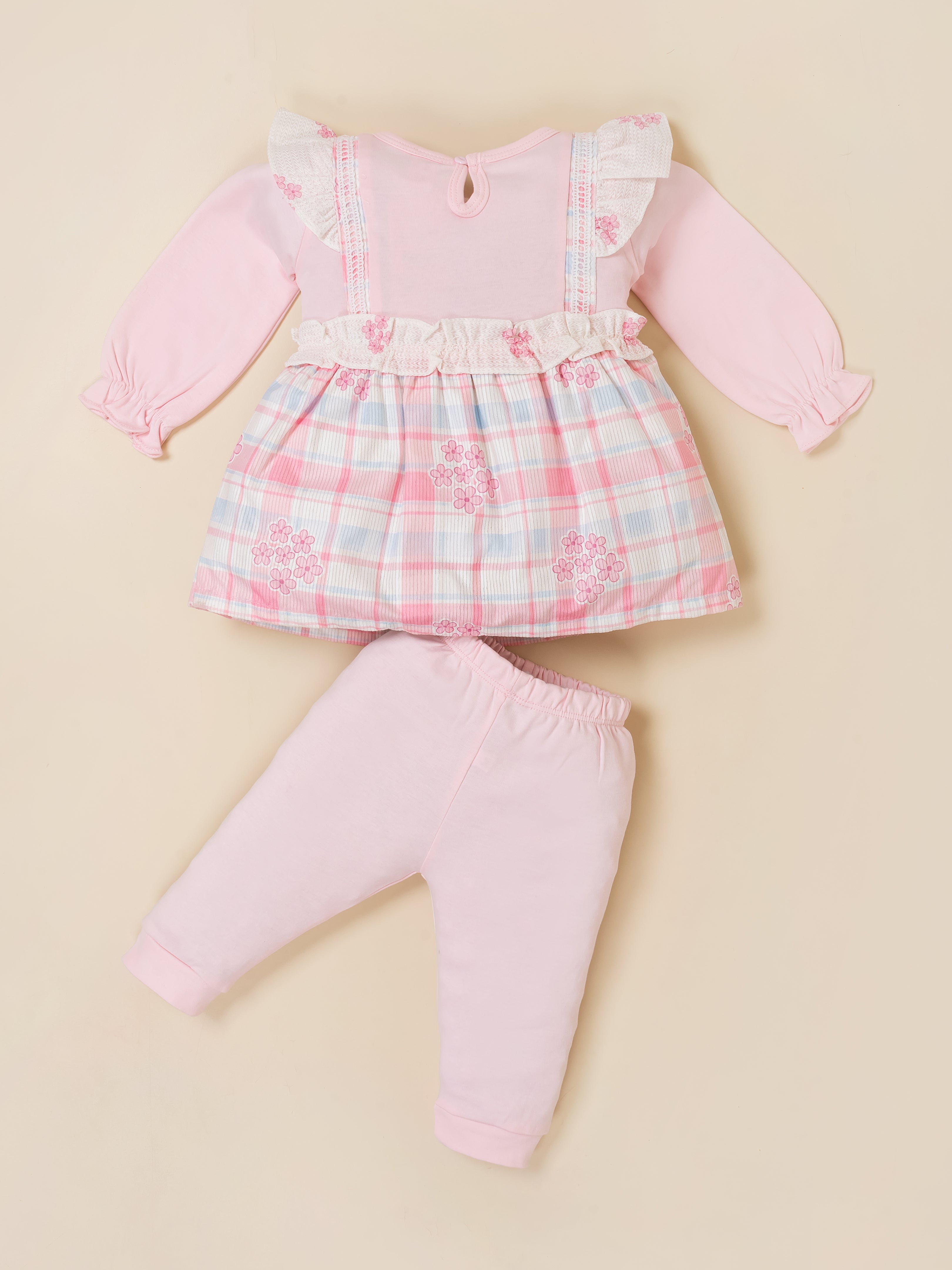 Baby Girls Plaid Frock Top with Leggings Set