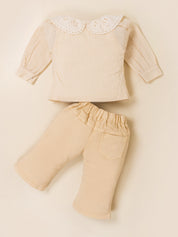 Girls Jacket, Sleeveless Top & Wide Leg Pants Set