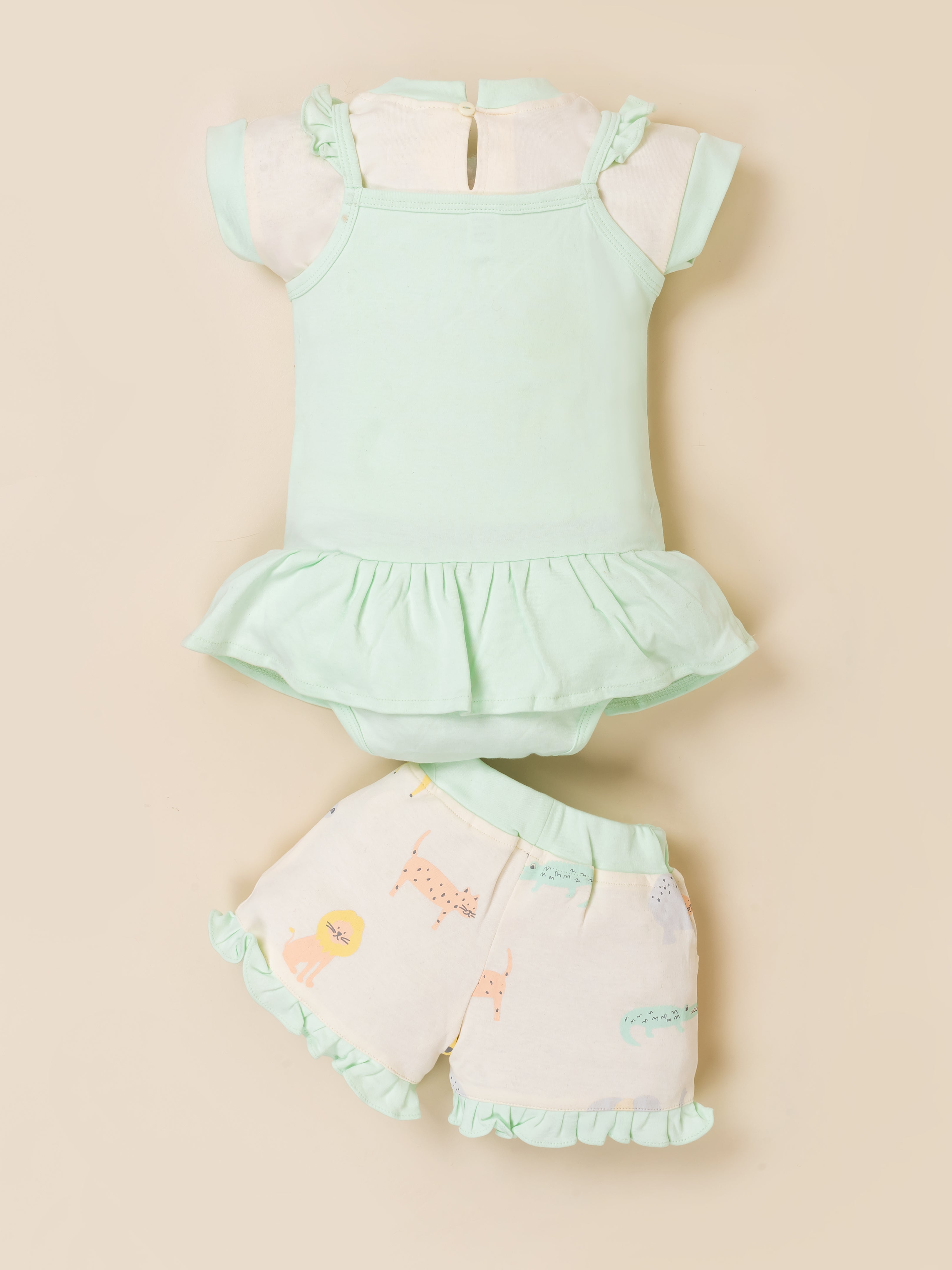 Baby Girl Clothing Set with Top, Shorts & Bodysuit