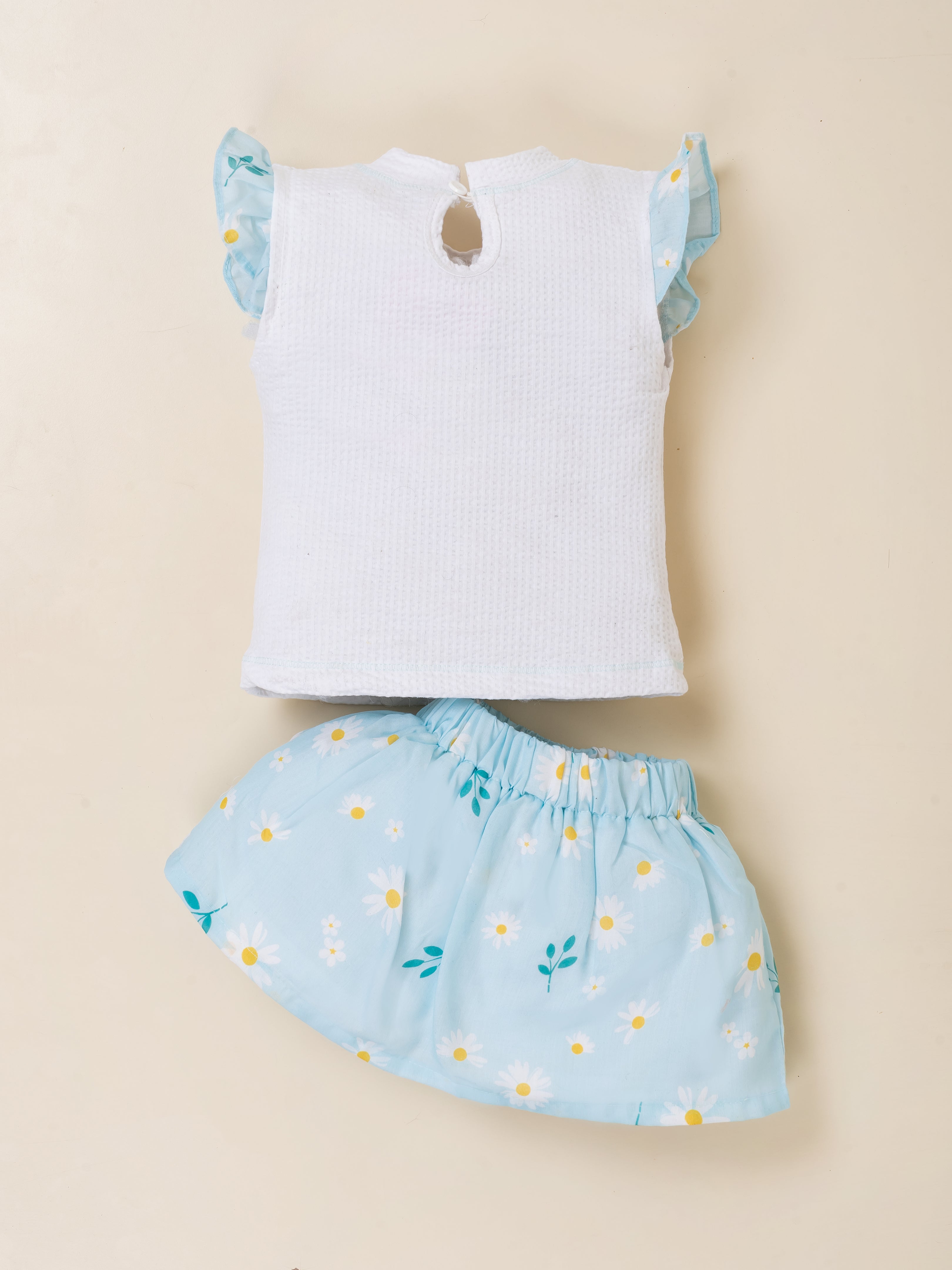 Toddler Girls Printed Skirt with Applique Top Set