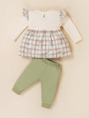 Baby Girls Checked Sleeveless Tunic Top & Bottom Set