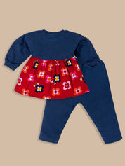 Baby Girls Casual Floral Printed Full Top & Pant