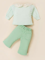 Girls Jacket, Sleeveless Top & Wide Leg Pants Set